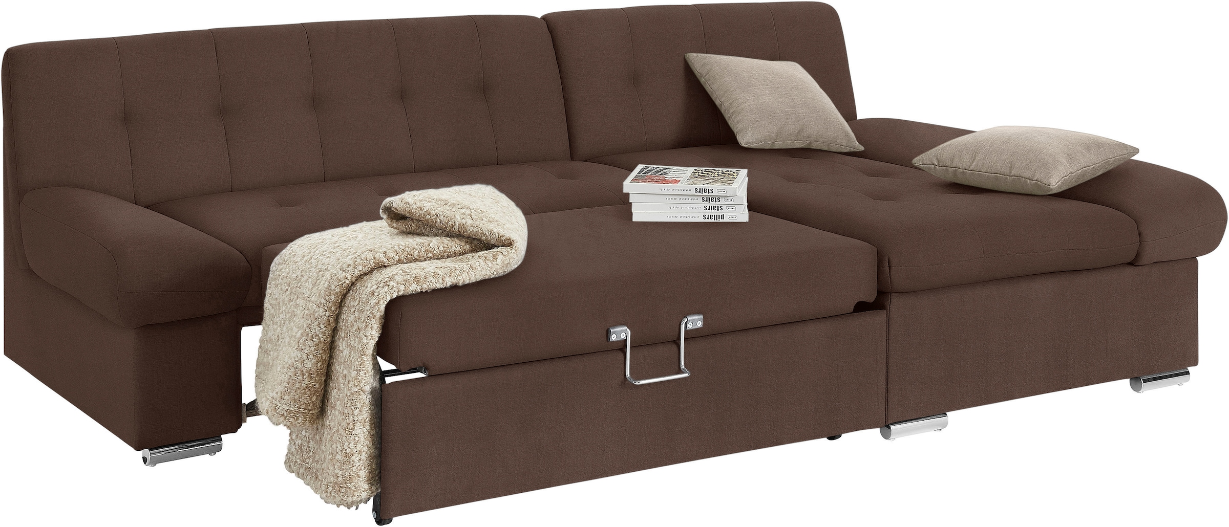 TRENDMANUFAKTUR Ecksofa »Reggae II, moderne Optik, Armteilverstellung, B/T 237/156cm, L-Form«, wahlweise mit Bettfunktion