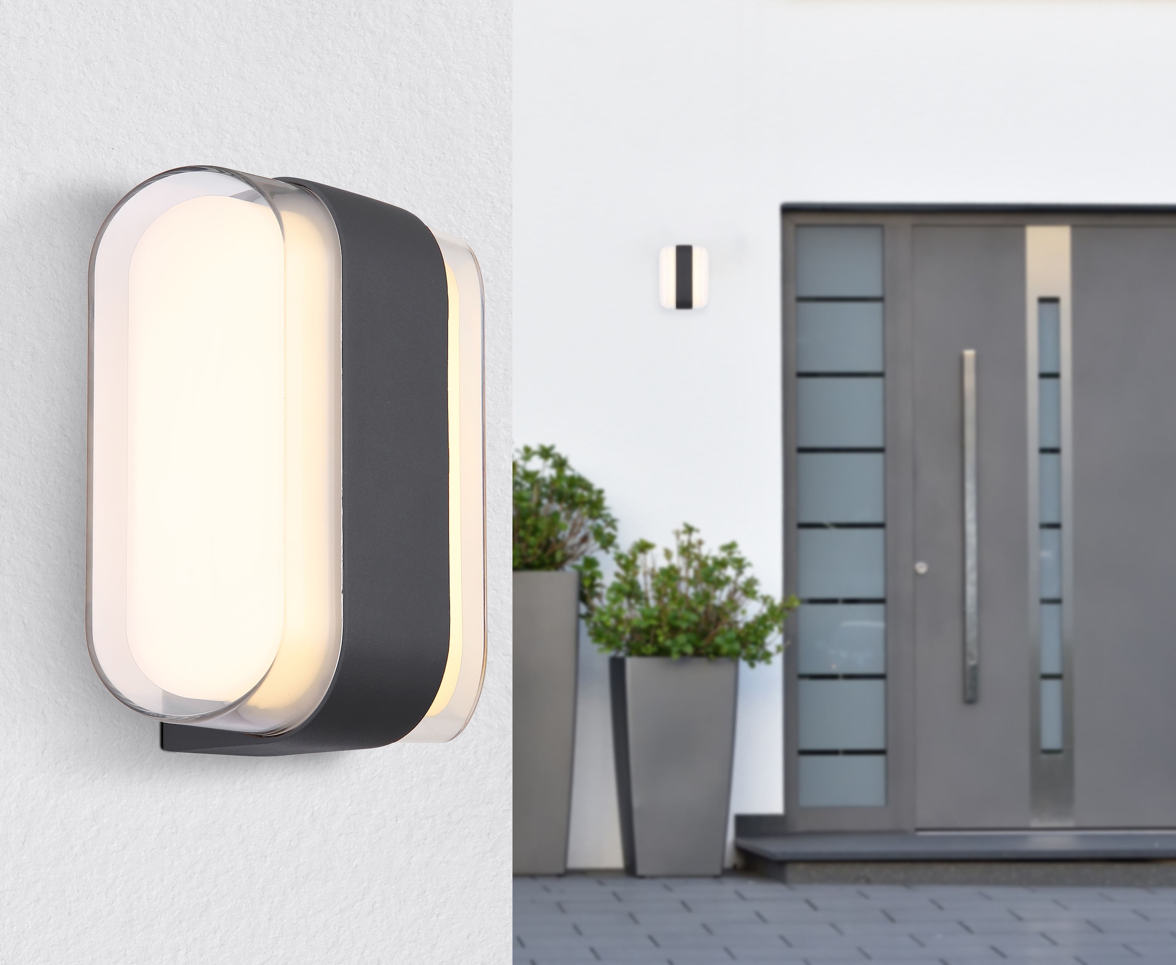 GLOBO LIGHTING LED Außen-Wandleuchte »PLIXON«, Leuchtmittel LED-Modul | LED fest integriert, Außenbereich/IP54/3000K/Kunststoff opal/anthrazit