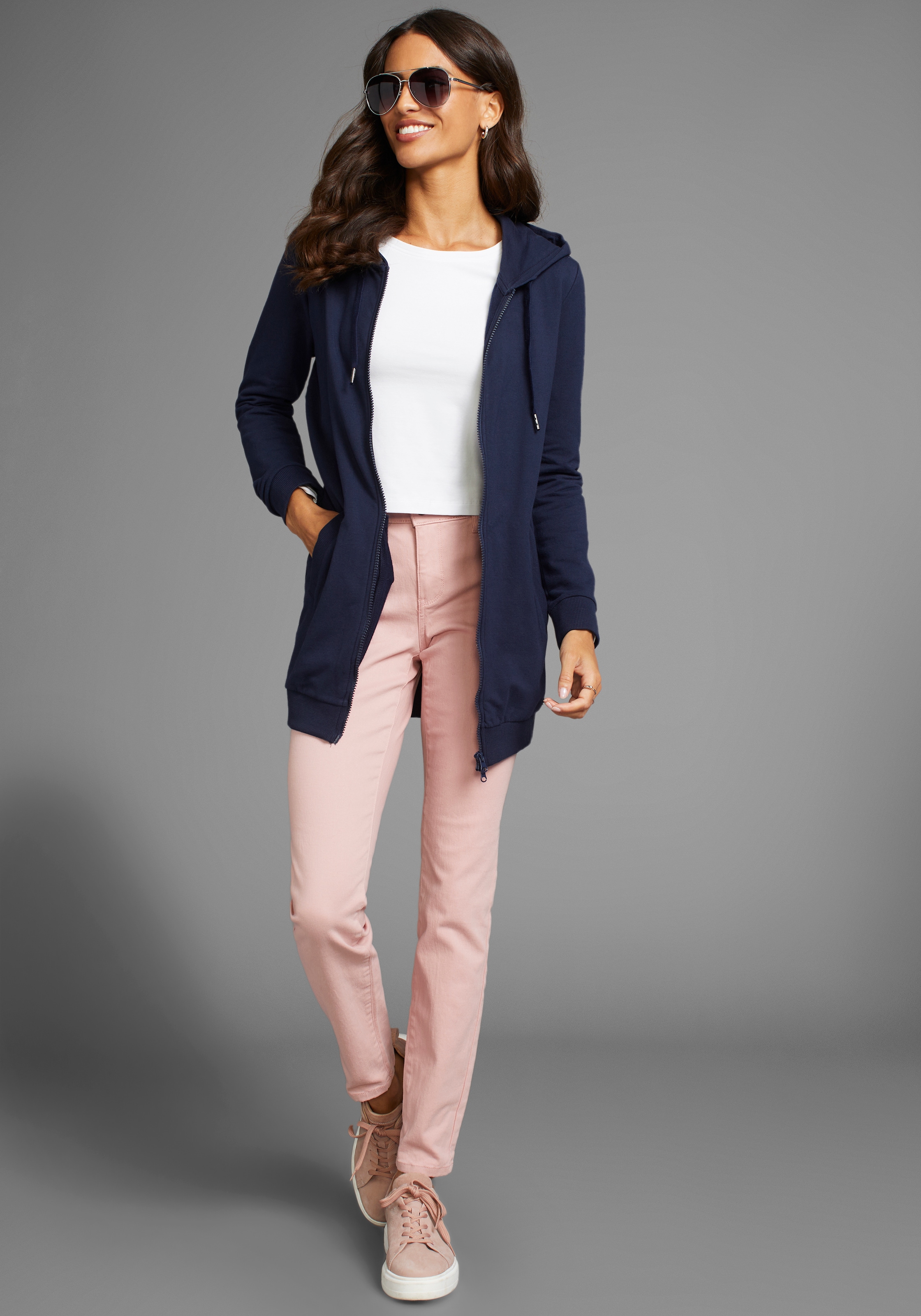Laura Scott Kapuzensweatjacke, lang