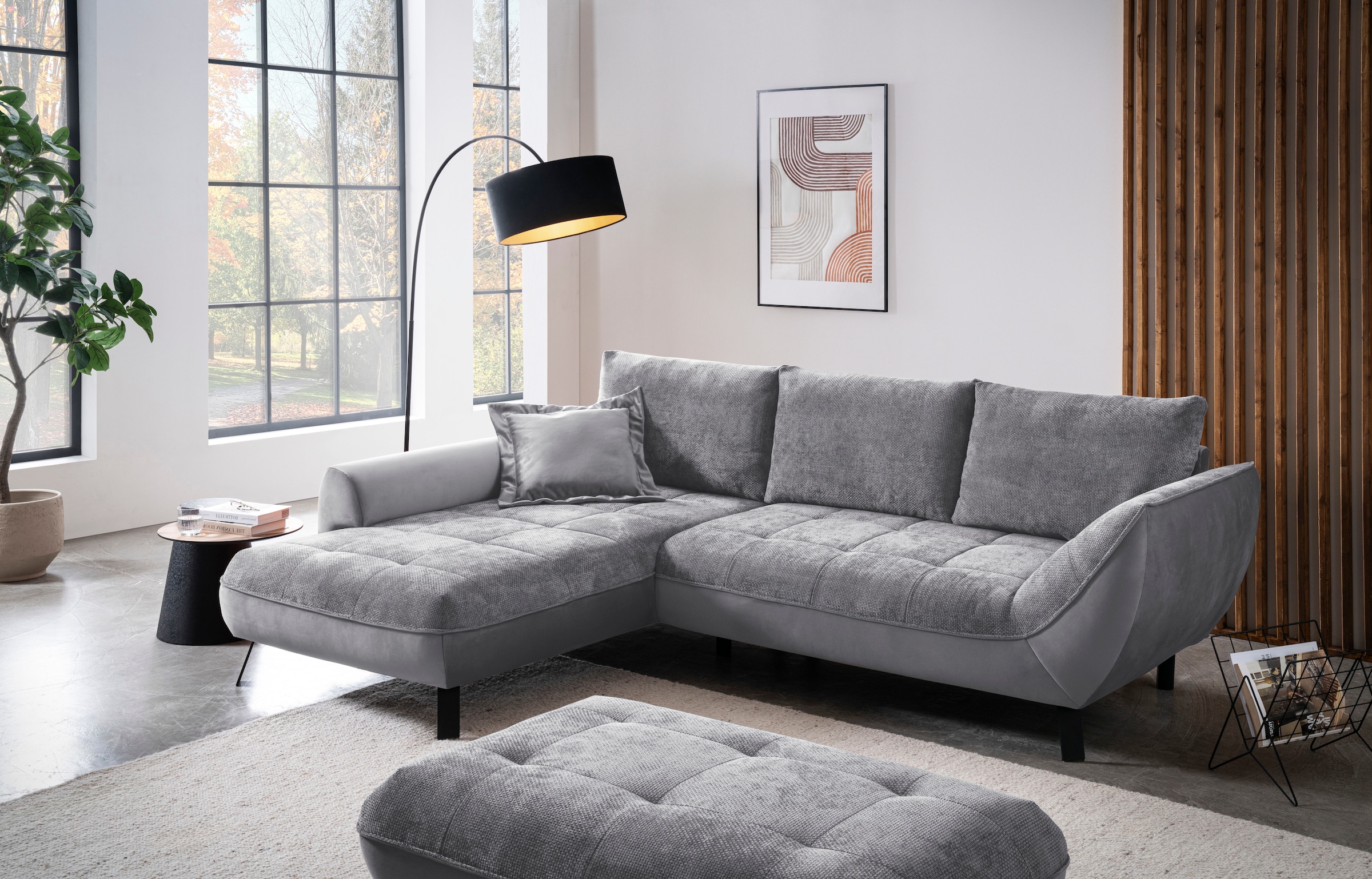 exxpo - sofa fashion Ecksofa "Bellinii, Materialmix, Strukturbezug und pfle günstig online kaufen