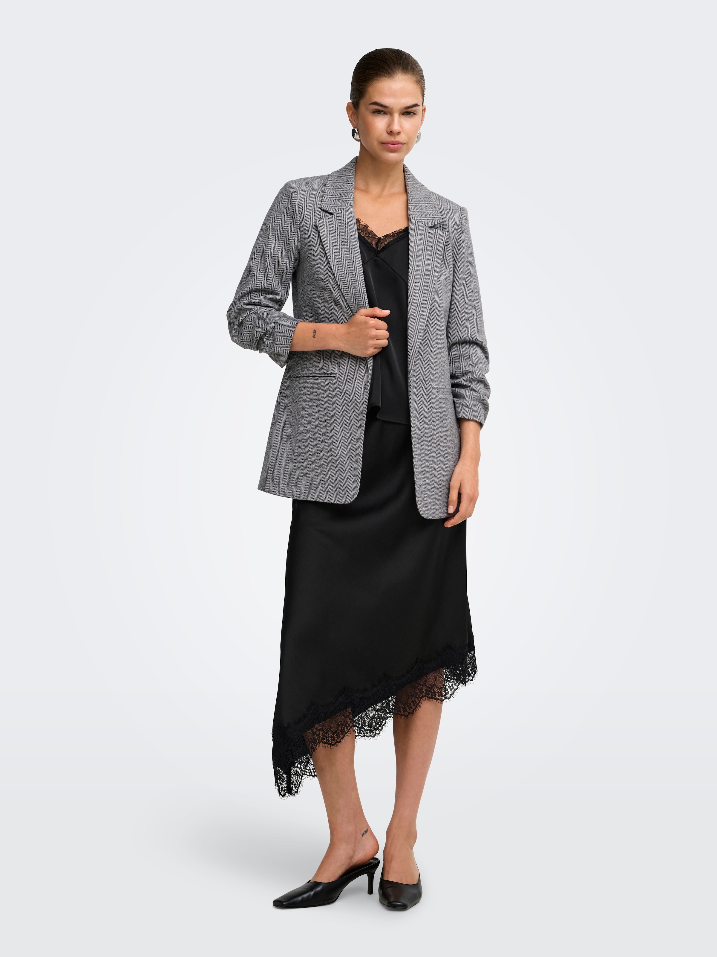 ONLY Longblazer »ONLCIVA 3/4 HERRINGBONE BLAZER CC TLR« Kunstfaser, regular fit