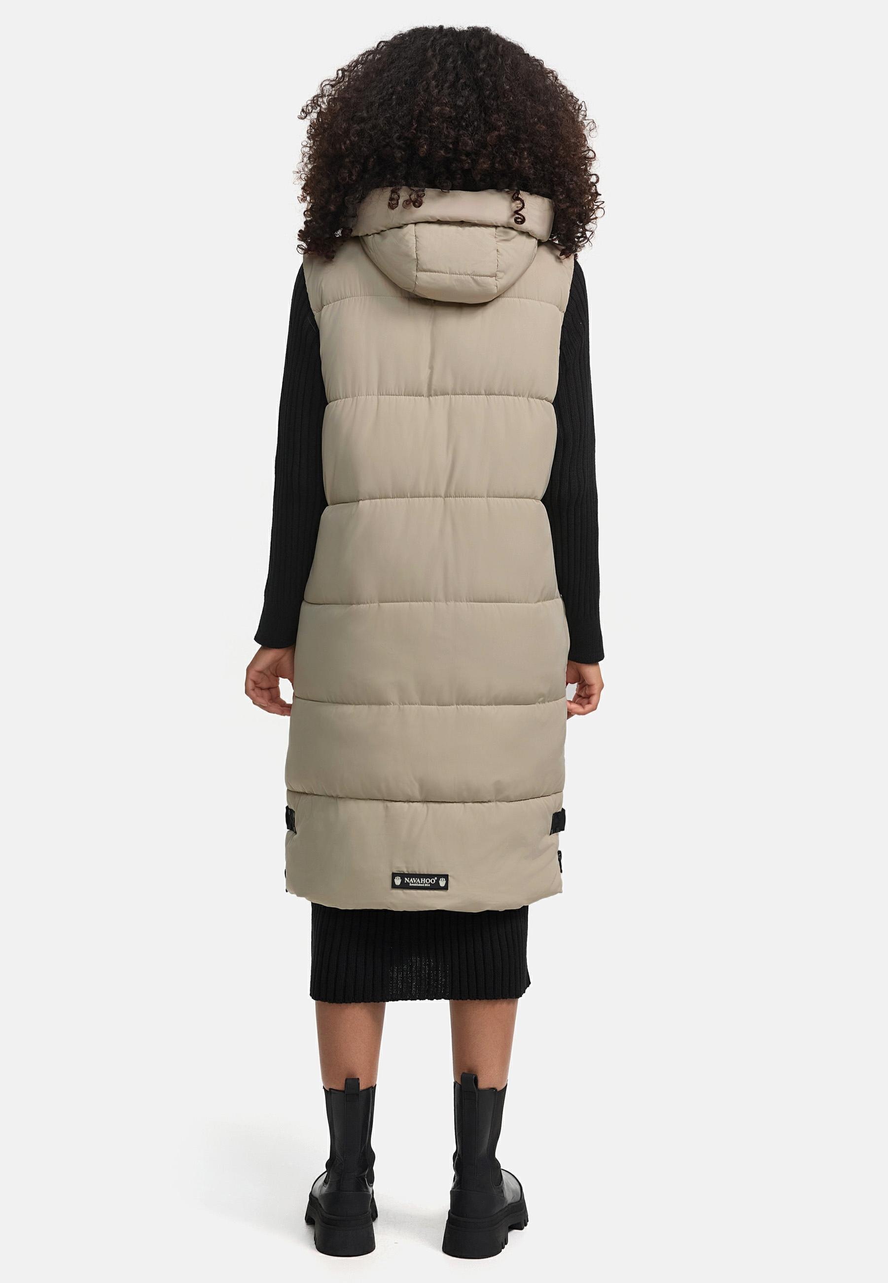 Navahoo Steppweste »Schnuffelchen«, (1 tlg.), warme Damen Outdoor-Weste lang mit Kapuze