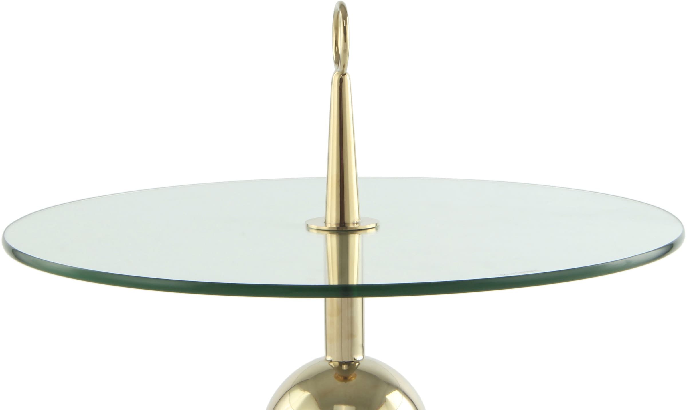 Kayoom Beistelltisch »Ontario 325, Runde Glasplatte aus Sicherheitsglas, 100% Edelstahl«, (1 St.), Minimalistisch, Gestell in Tripod-Design, mit Tragering