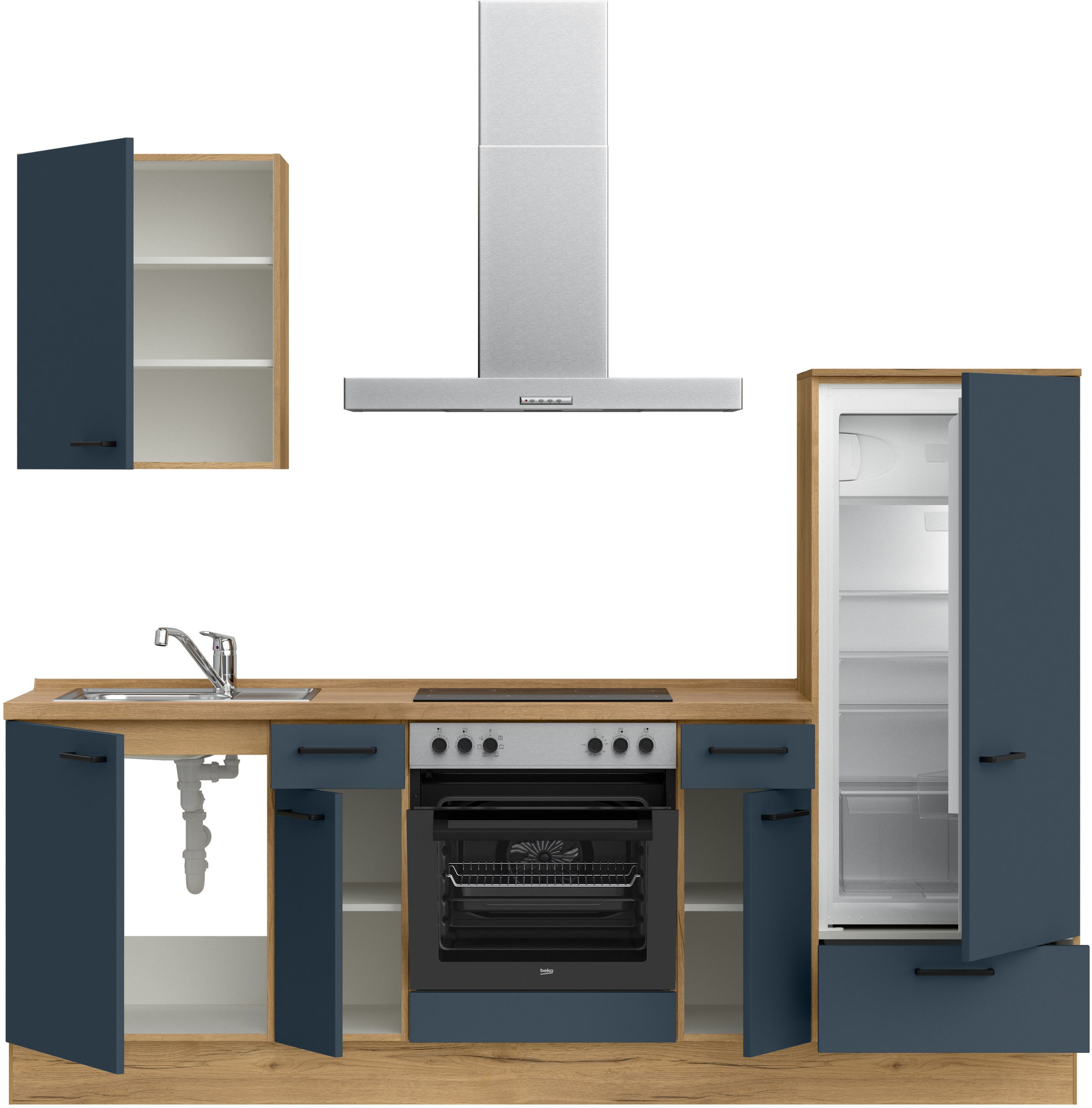 nobilia® Küchenzeile »"Easytouch I"«, vormontiert, Ausrichtung wählbar, Breite 240 cm, wahlw. mit E-Geräten