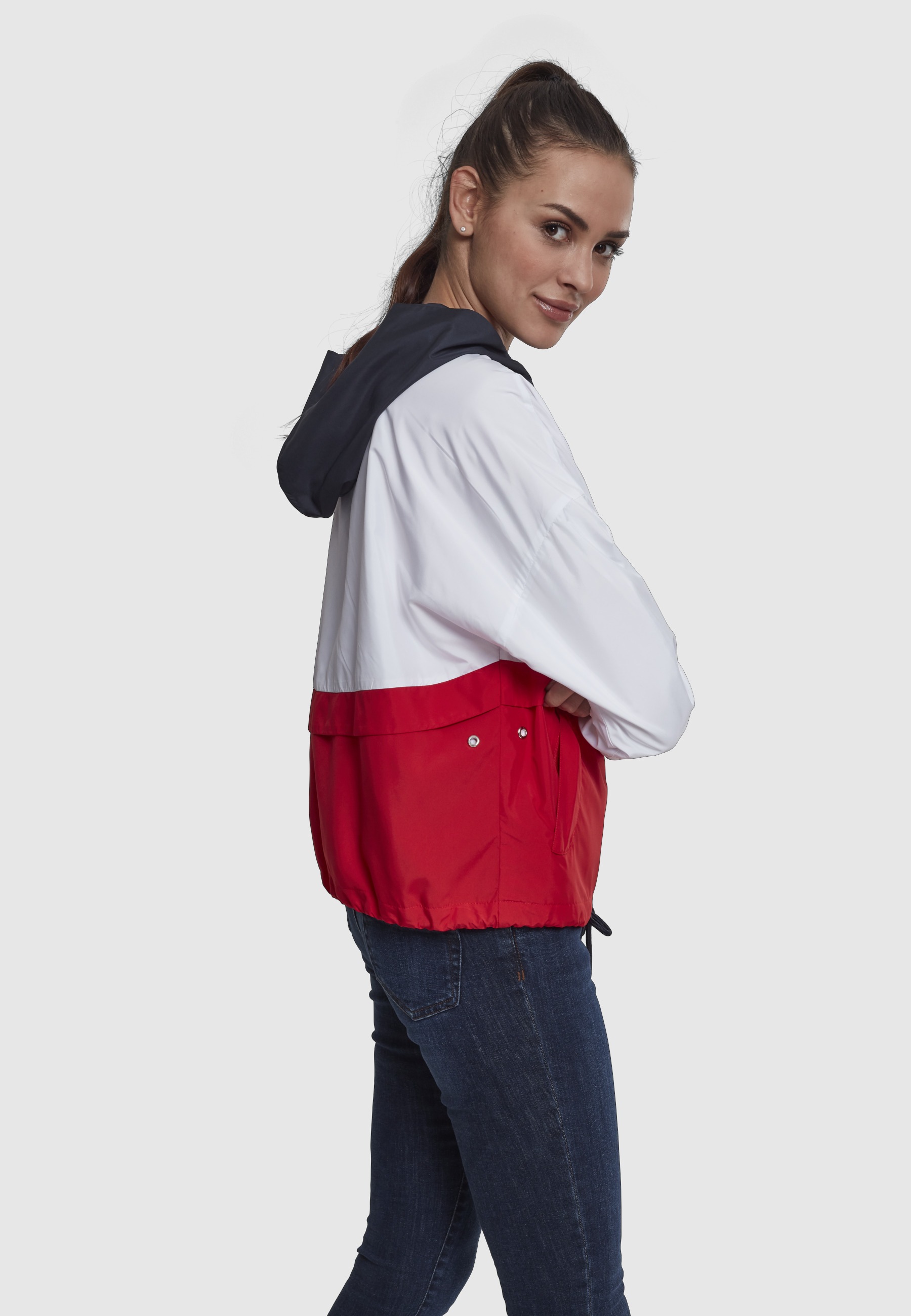 URBAN CLASSICS Anorak »Urban Classics Damen Ladies 3-Tone Oversize Windbreaker« 1 Stk. tlg. mit Kapuze