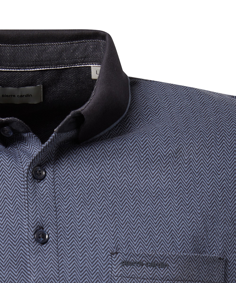 Pierre Cardin Langarm-Poloshirt, mit Fischgratmuster