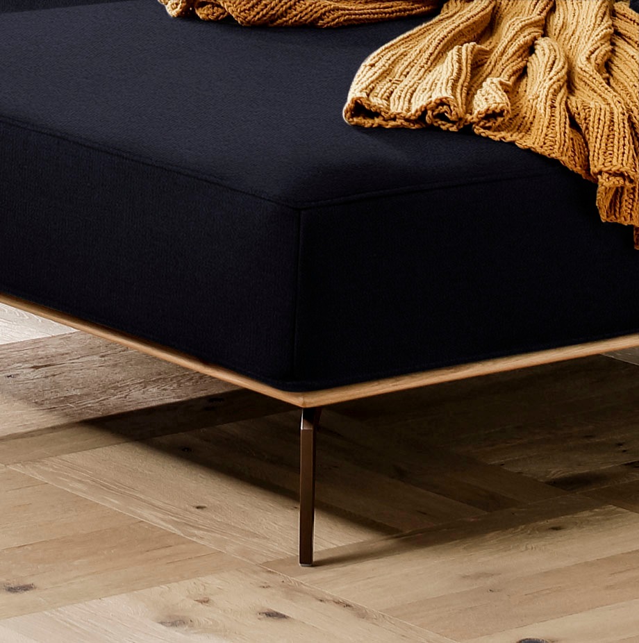 W.SCHILLIG Ecksofa »run, Designsofa mit tollem Sitzkomfort, bequem, L-Form«, mit Holzsockel, Füße in Bronze pulverbeschichtet, Breite 319 cm