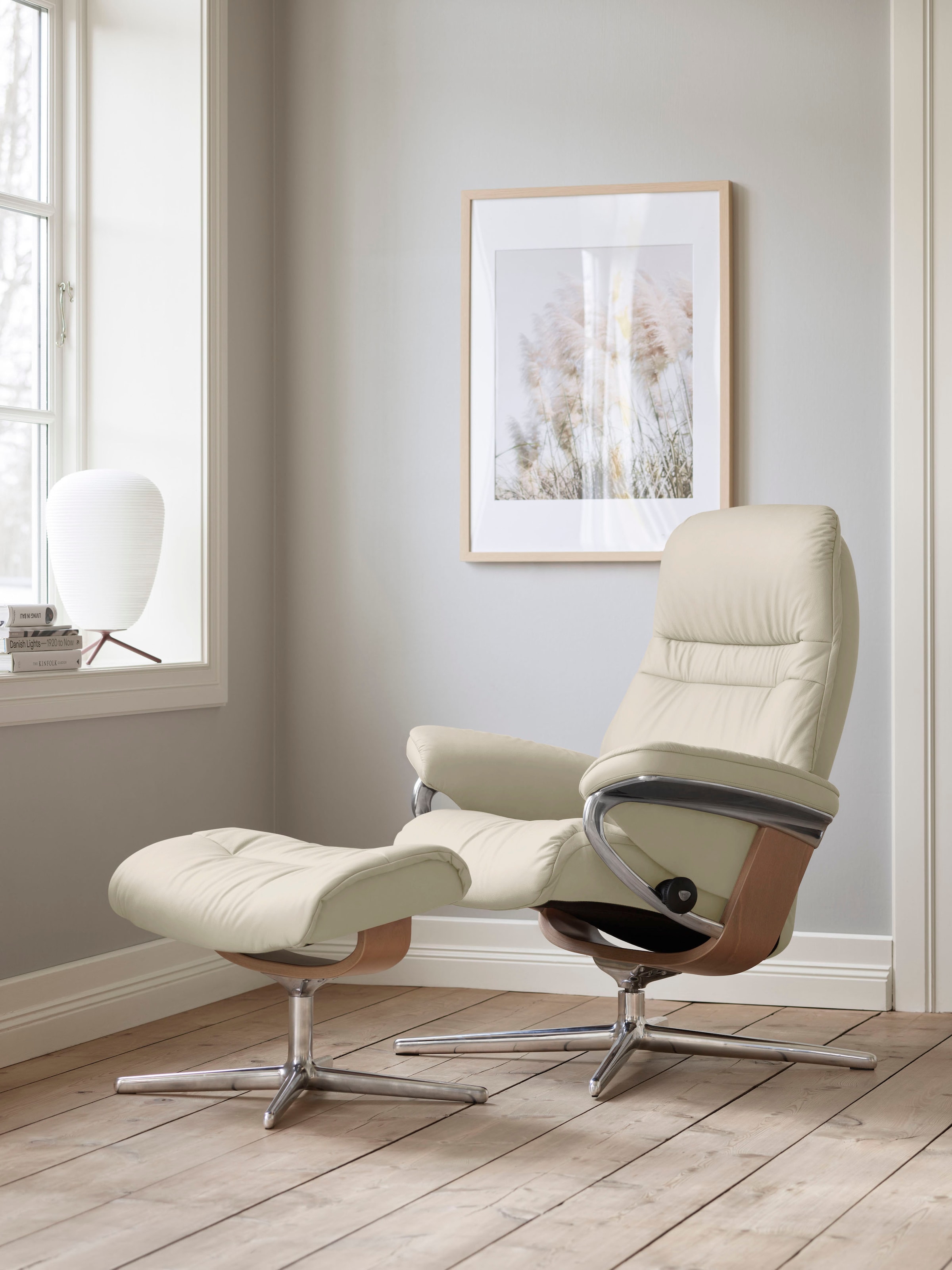 Stressless Fußhocker "Sunrise", mit Cross Base, Größe S, M & L, Holzakzent Eiche