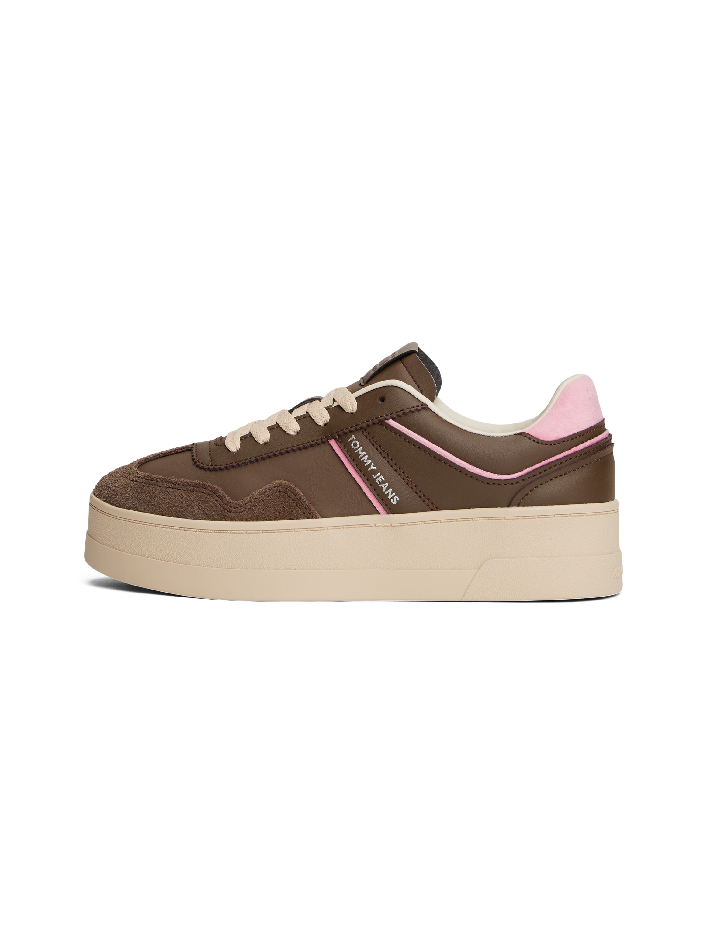 Tommy Jeans Plateausneaker »THE GREENWICH FLATFORM«, Freizeitschuh, Halbschuh, Schnürschuh mit pastellfarbenem Kontast