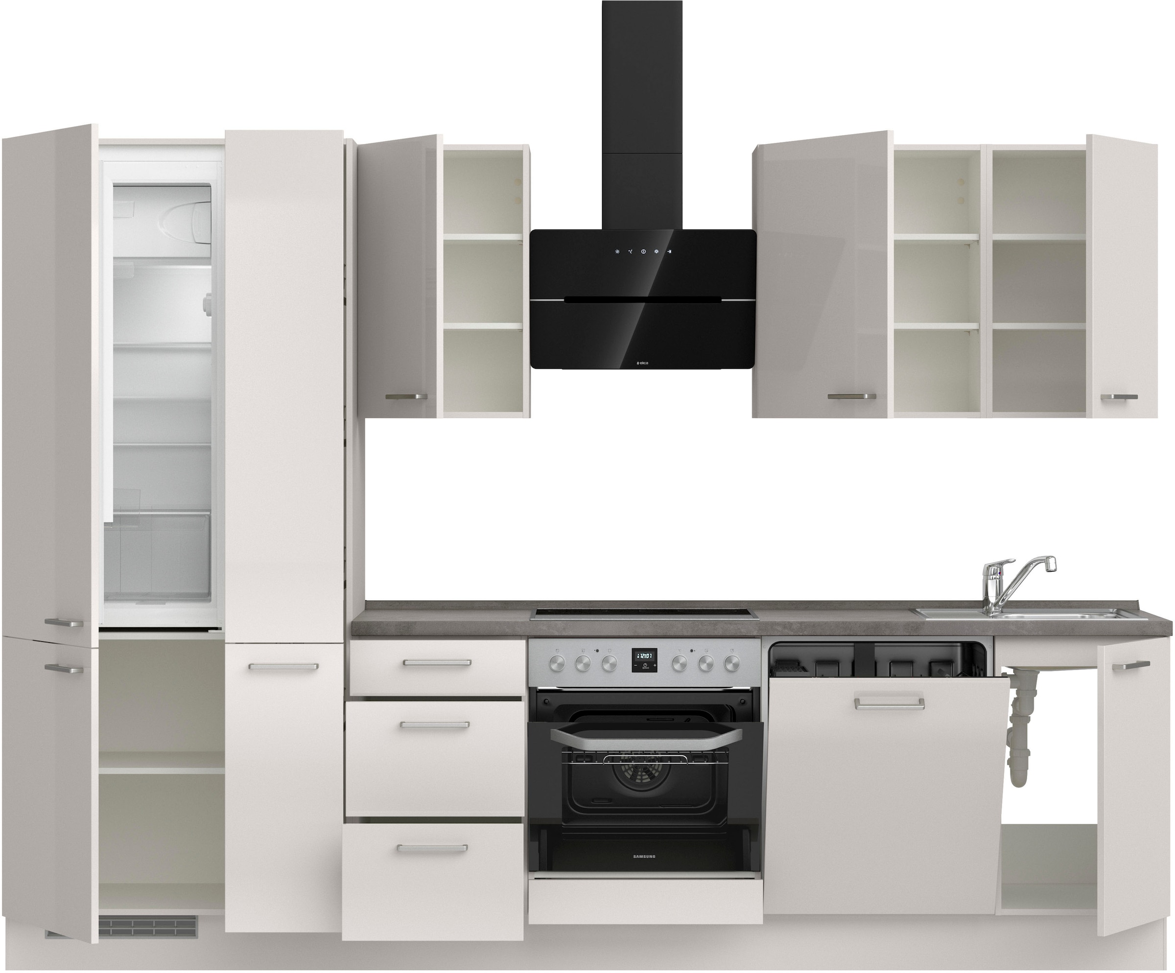 nobilia® Küchenzeile »"Flash II"«, vormontiert, Ausrichtung wählbar, Breite 300 cm, wahlw. mit E-Geräten