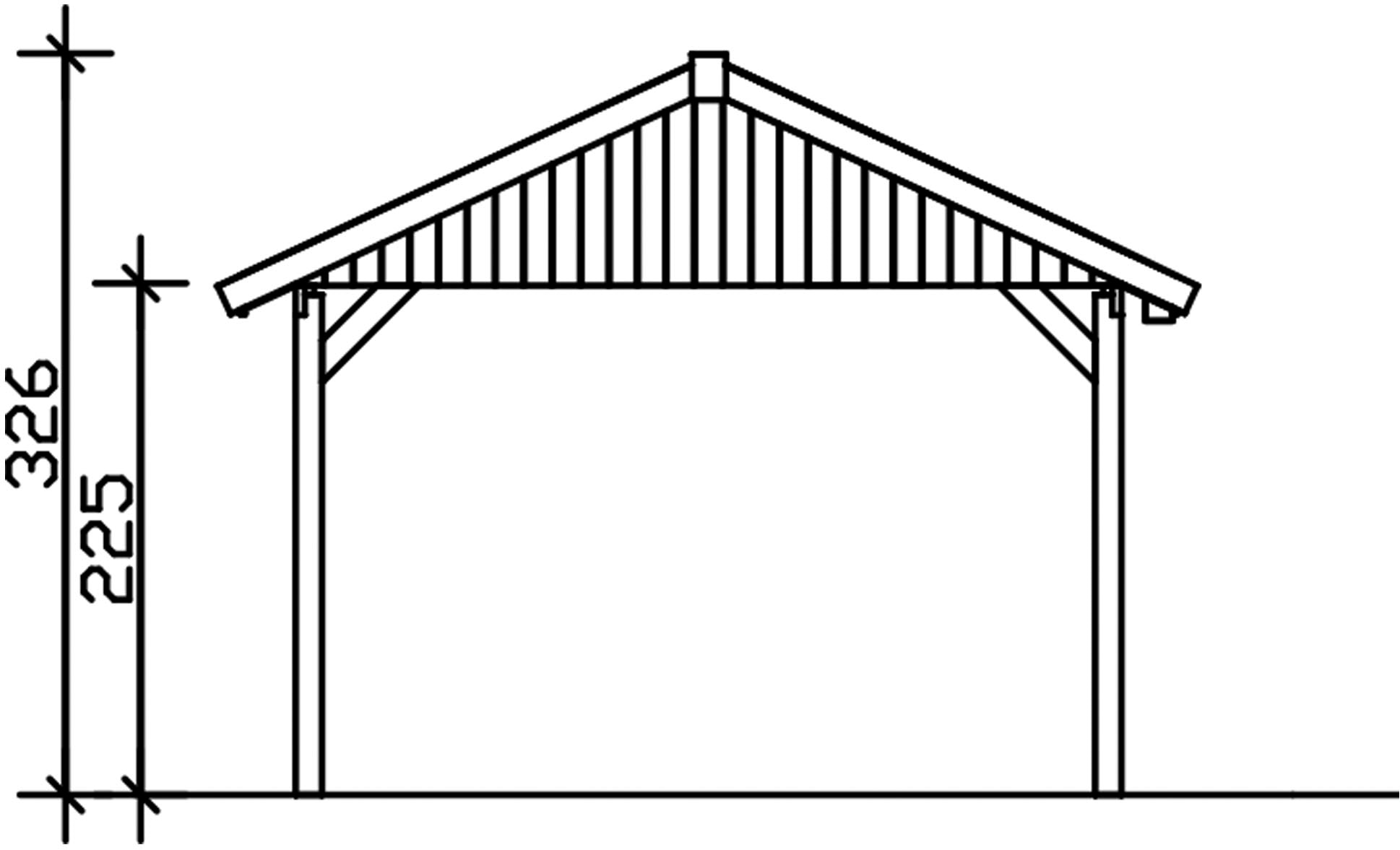 Skanholz Einzelcarport »Wallgau«, Nadelholz, 340 cm, Schiefergrau, mit roten Dachschindeln