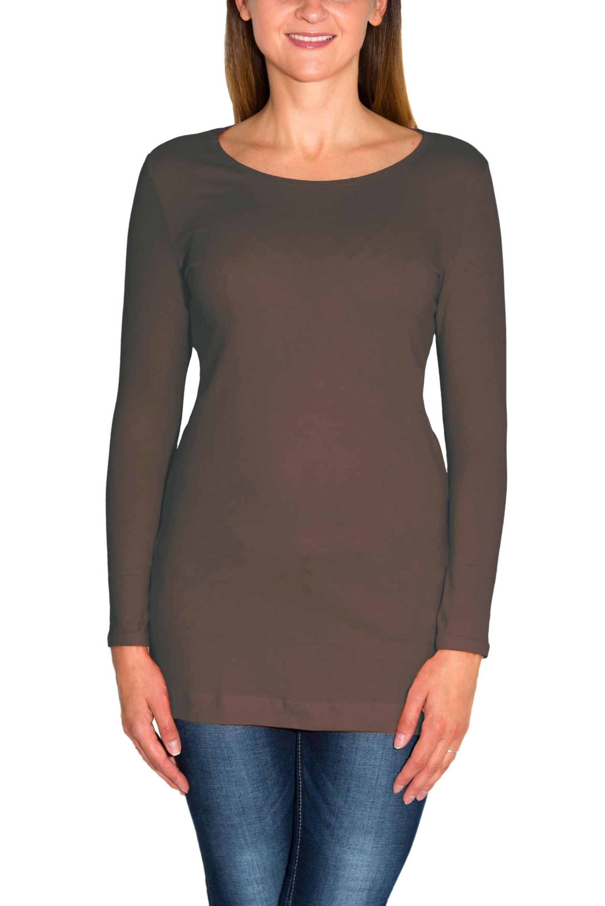 ALKATO Langarmshirt "Damenshirt Alkato Damen Langarm Longshirt Langarmshirt"