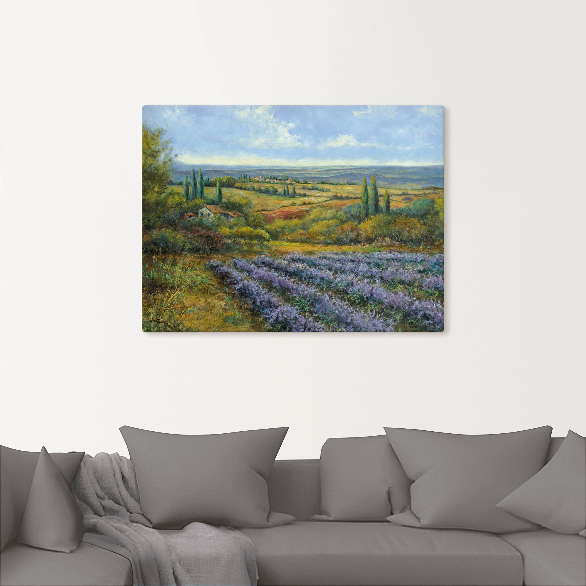 ARTLAND Leinwandbild Lavendelfelder in der Provence Blau 80x60cm 2
