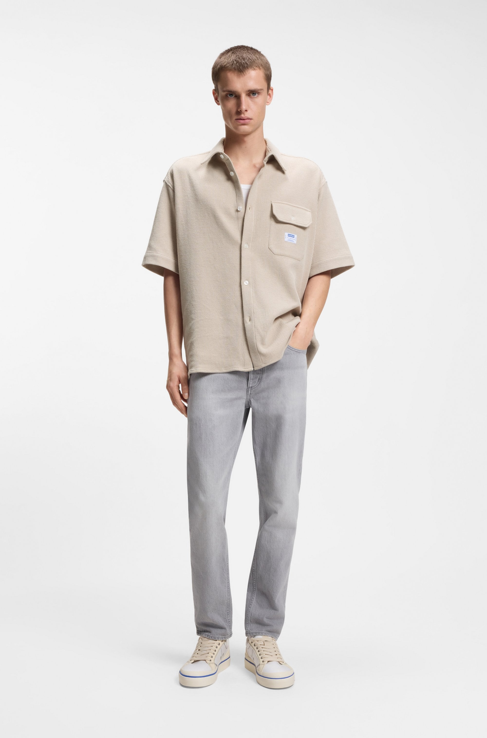 HUGO Blue Kurzarmhemd »Ebaffino« mit Waffelstruktur, Relaxed Fit