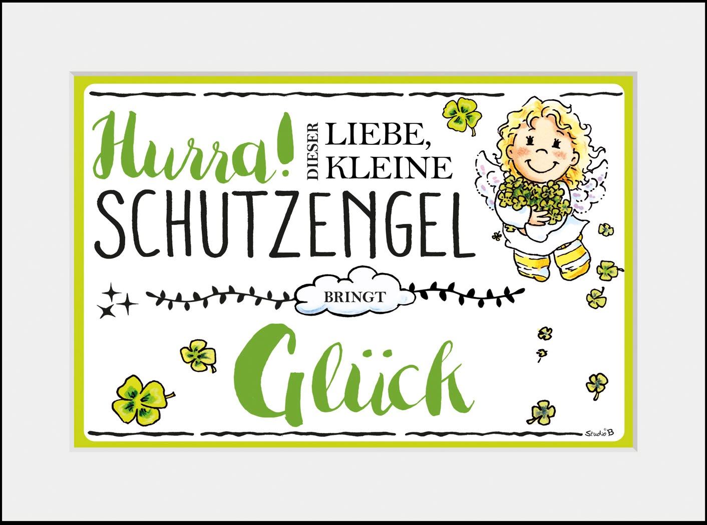 queence Bild "Schutzengel Kleeblatt", Engel-Himmel-Stern-Sterne-Schriftzug- günstig online kaufen