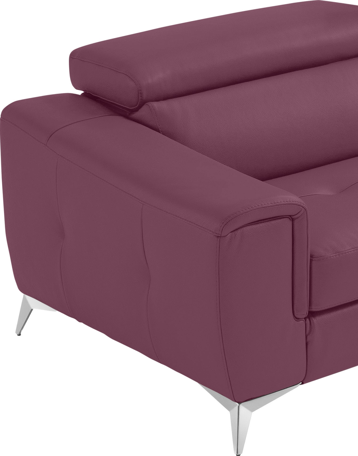 Egoitaliano 2,5-Sitzer »Francine, Designsofa, Loungesofa, Breite 213 cm, Fußfarbe chrom«, Designfuß, Leder NUVOLE, violett
