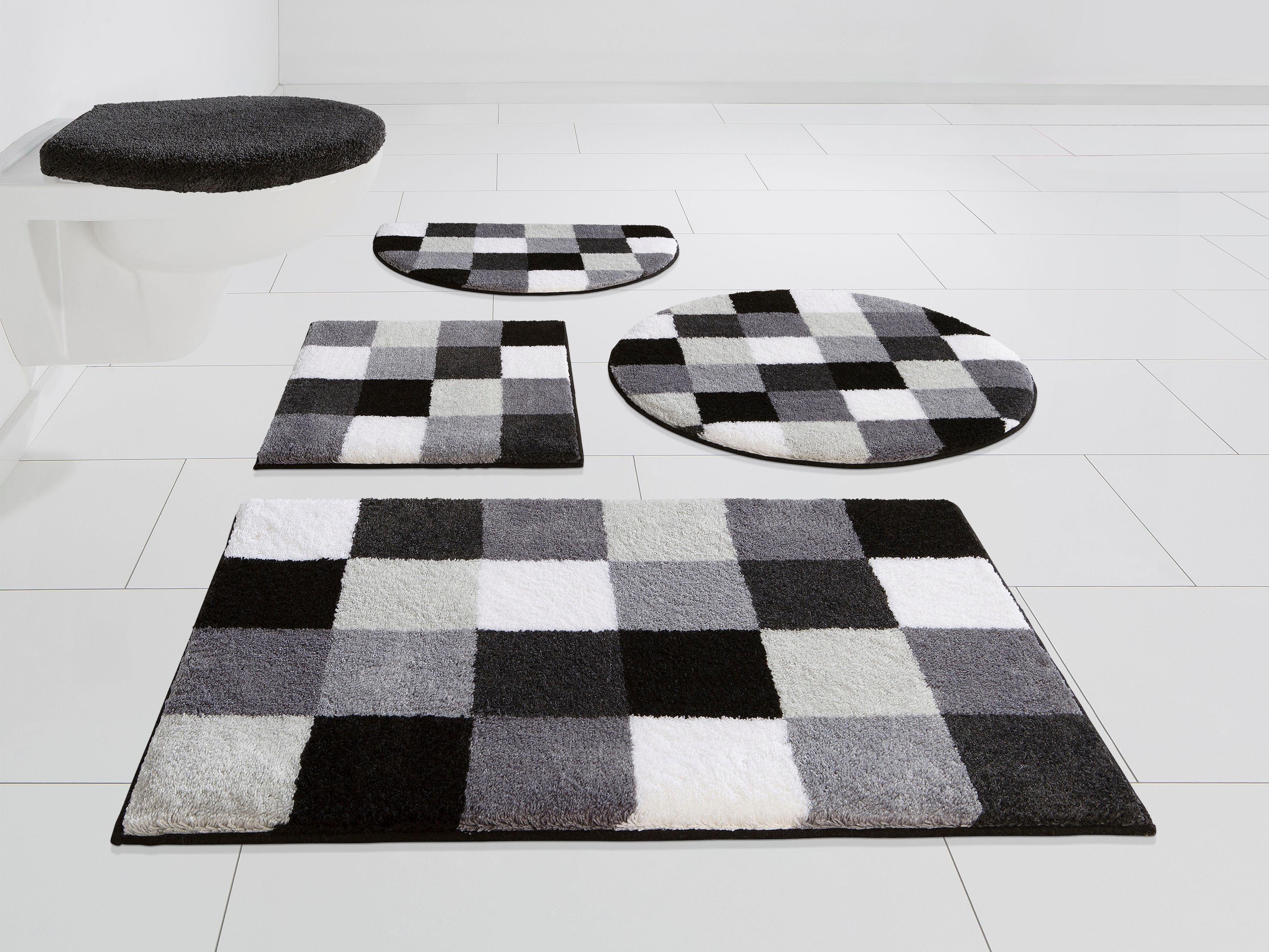 Grund Badematte "Mosaik, Badvorleger, Badezimmer Teppich, sehr weich" Höhe 20 mm rutschhemmend beschichtet fußbodenheizungsgeeignet angenehm weich, auch als 3 teiliges Set erhältlich, Made in Europe