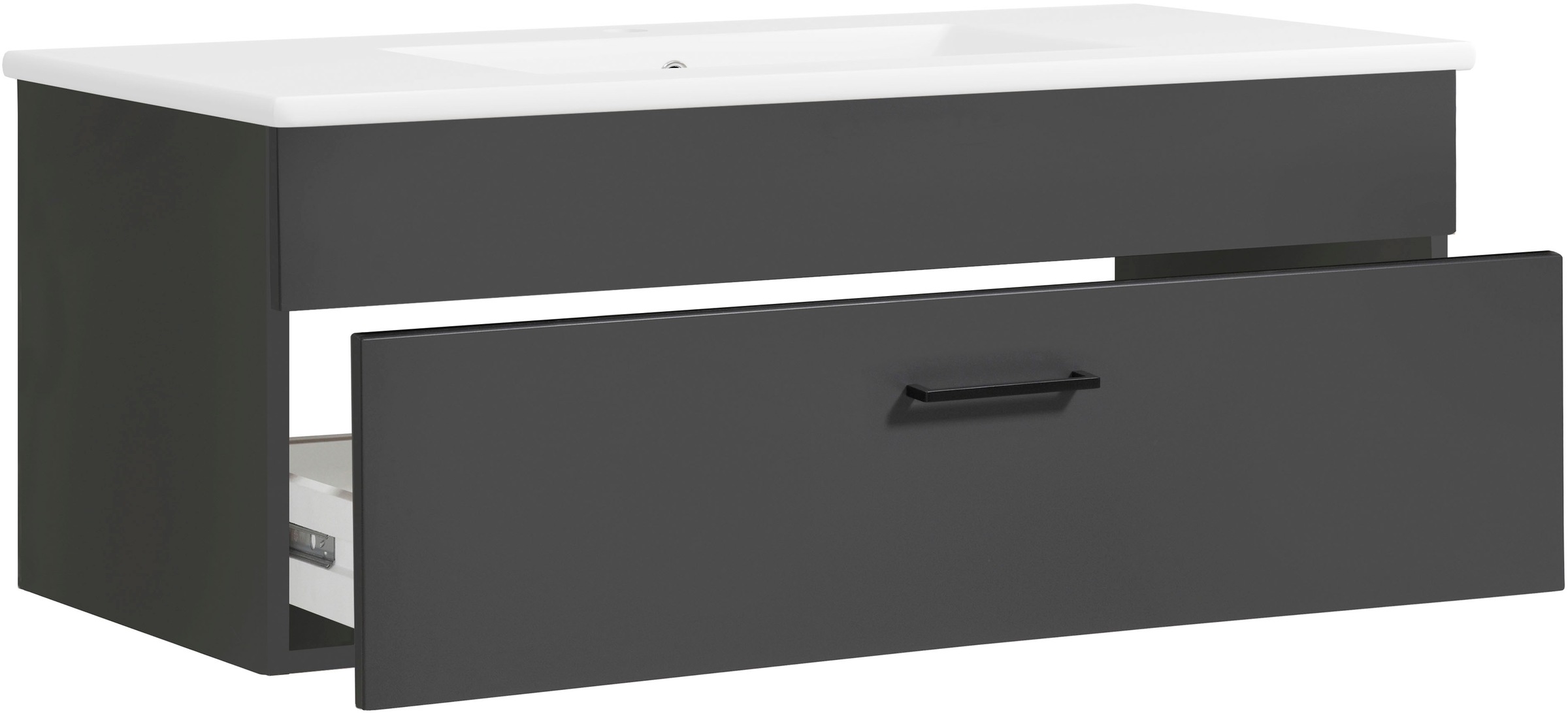 welltime Waschtisch »Trento Light, 60cm, 80cm, 100cm, Keramik-Auflagebecken«, 1 feste Blende und 1 Auszug