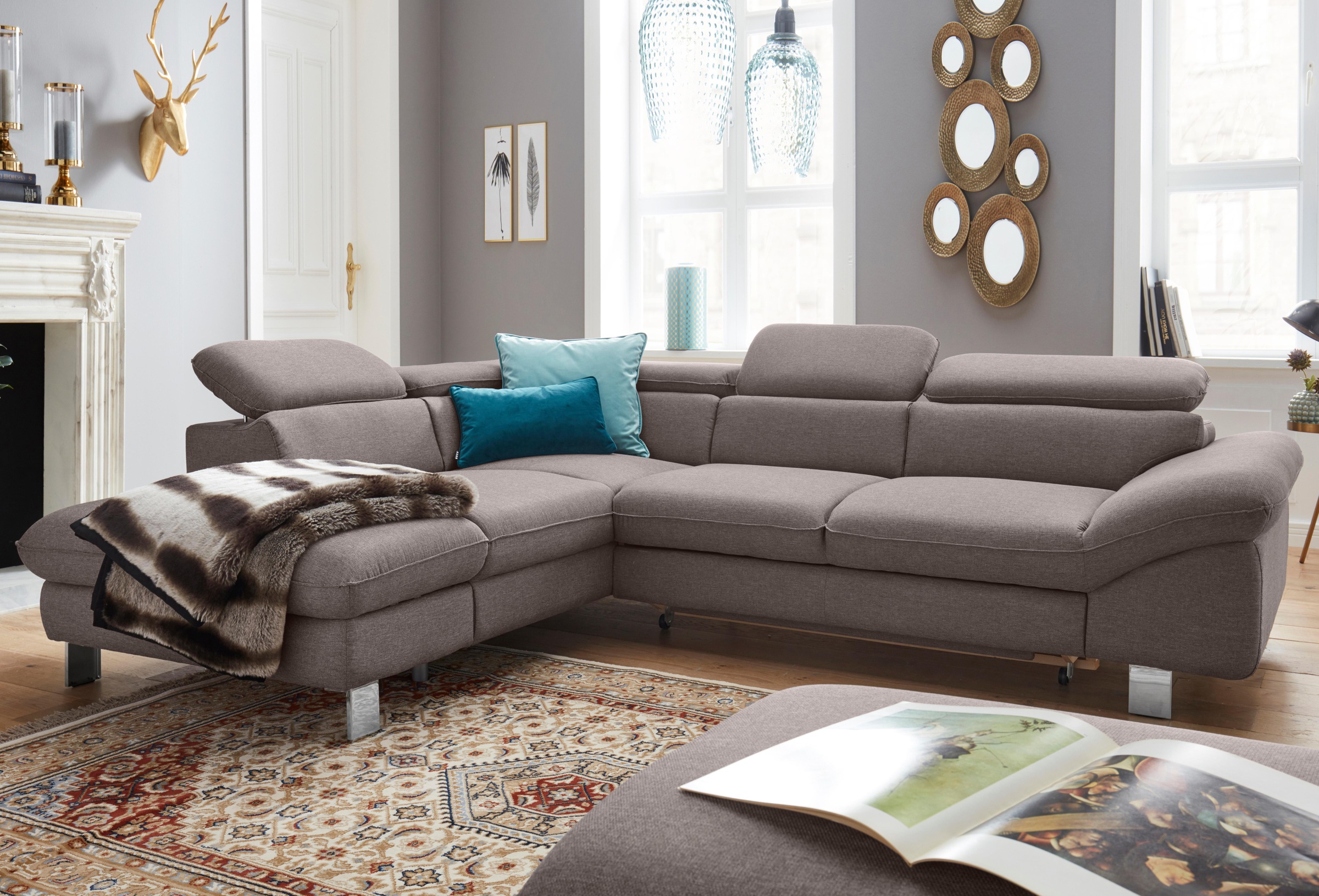 COTTA Ecksofa, mit Kopf- bzw. Rückenverstellung, wahlweise mit Bettfunktion und Bettkasten
