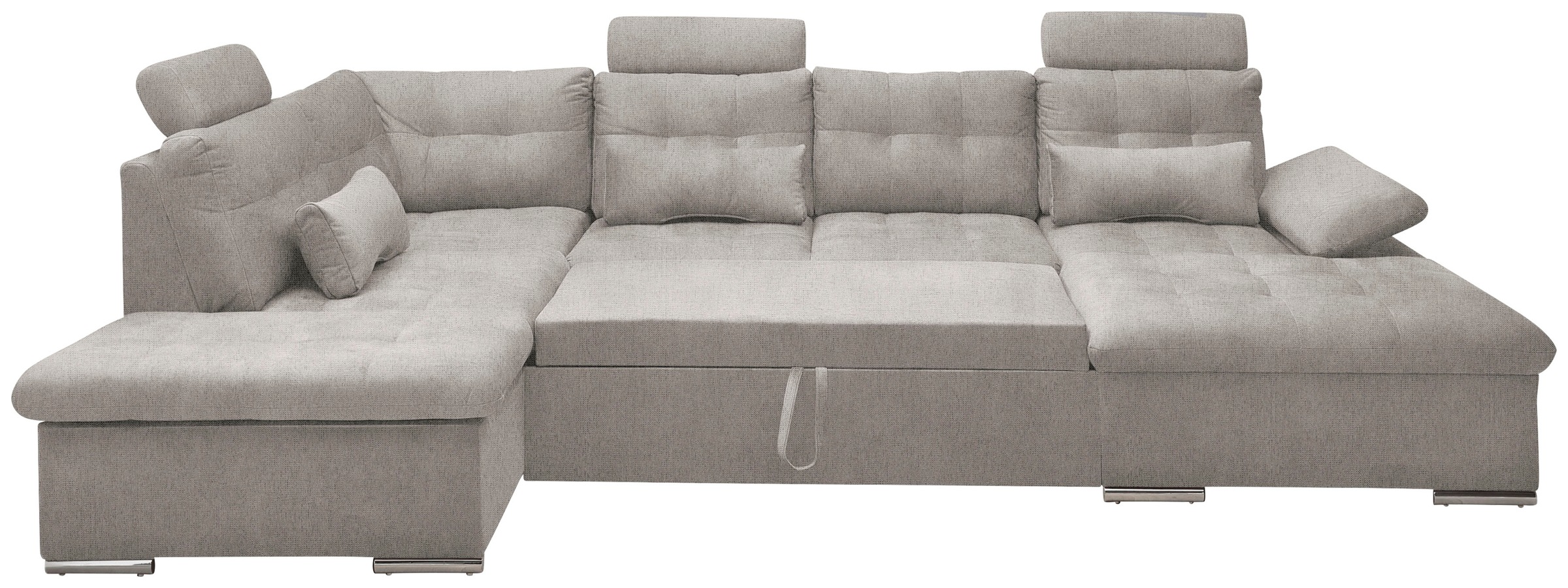 Thumbnail - ED EXCITING DESIGN Wohnlandschaft "Jakarta U-Form mit Bettfunktion, Bettkasten" Armteilverstellung, Kopfstützen & 3 Nier...