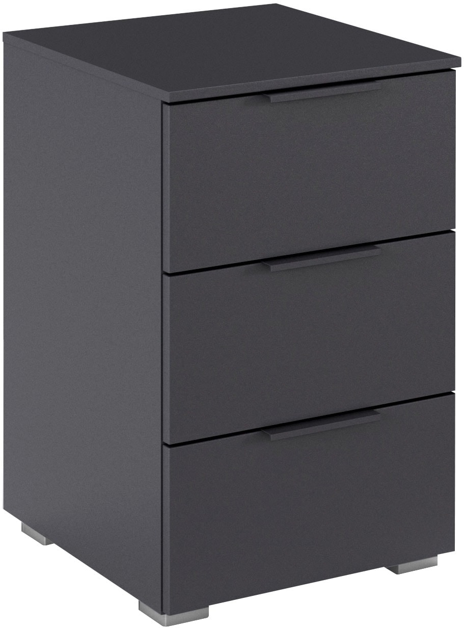 OTTO home 1100000002199 "Nachttisch Nachtkonsole AGORDO in Dekor- oder Hochglanzfront" in zwei Griff-Farben, Breite 40 cm, mit 3 geräumigen Schubladen für viel Stauraum MADE IN GERMANY