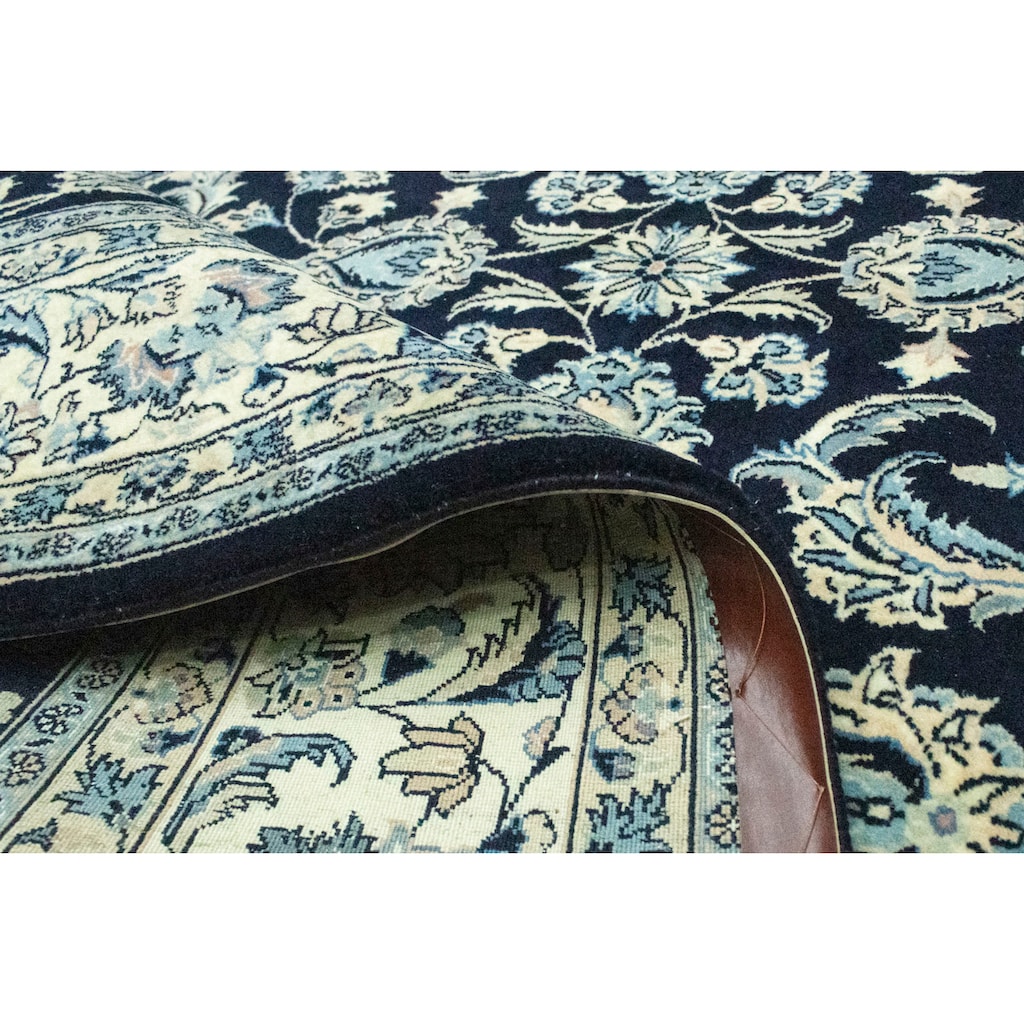 morgenland Wollteppich »Maschad Teppich handgeknüpft blau«, rechteckig