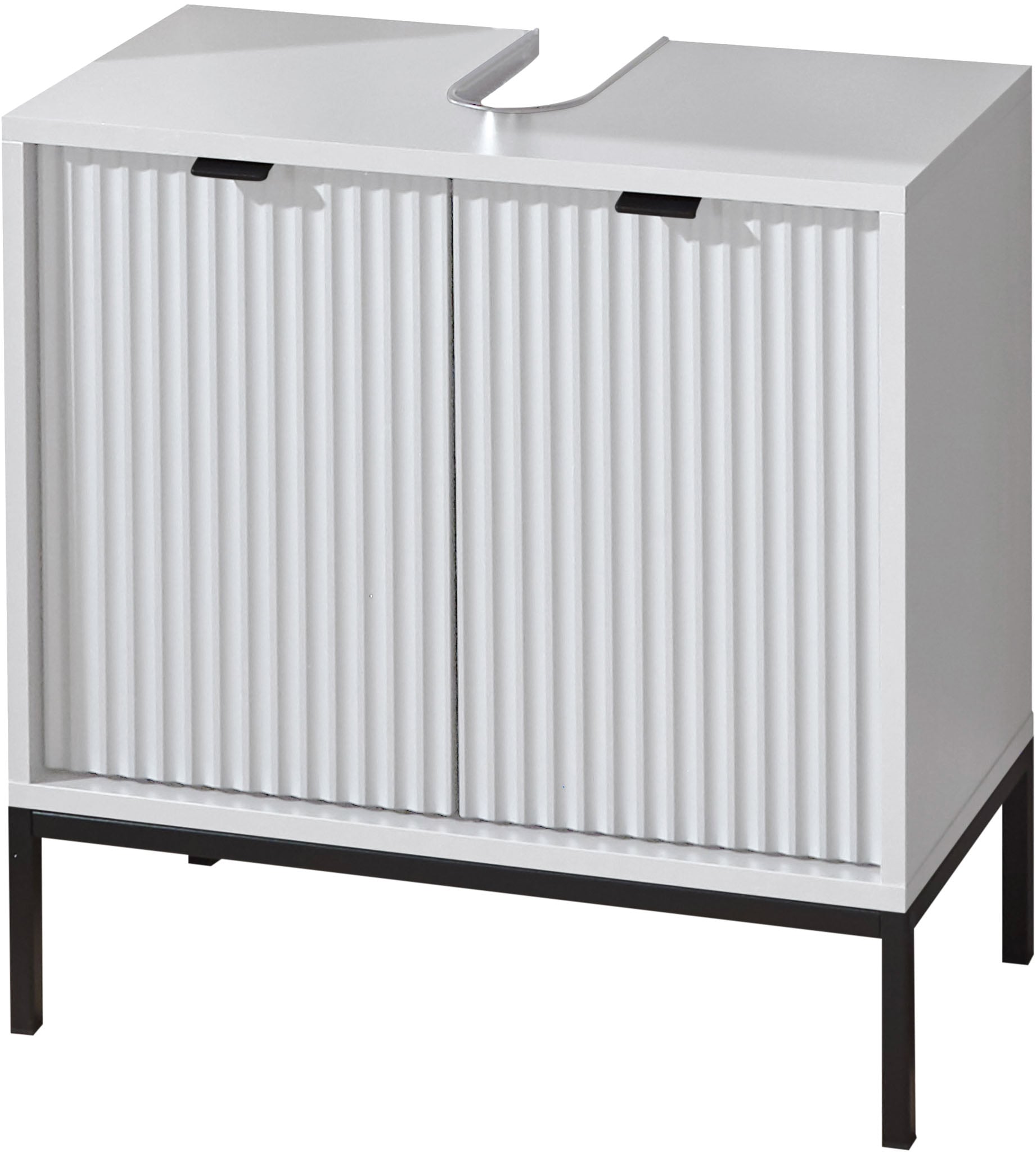 Waschbeckenunterschrank, B:60cm H:60cm T:32cm, weiß, BASIC BY BALCULINA, Holzwerkstoff, Badezimmer, Schränke, "Lucera Waschbeckenunterschrank,