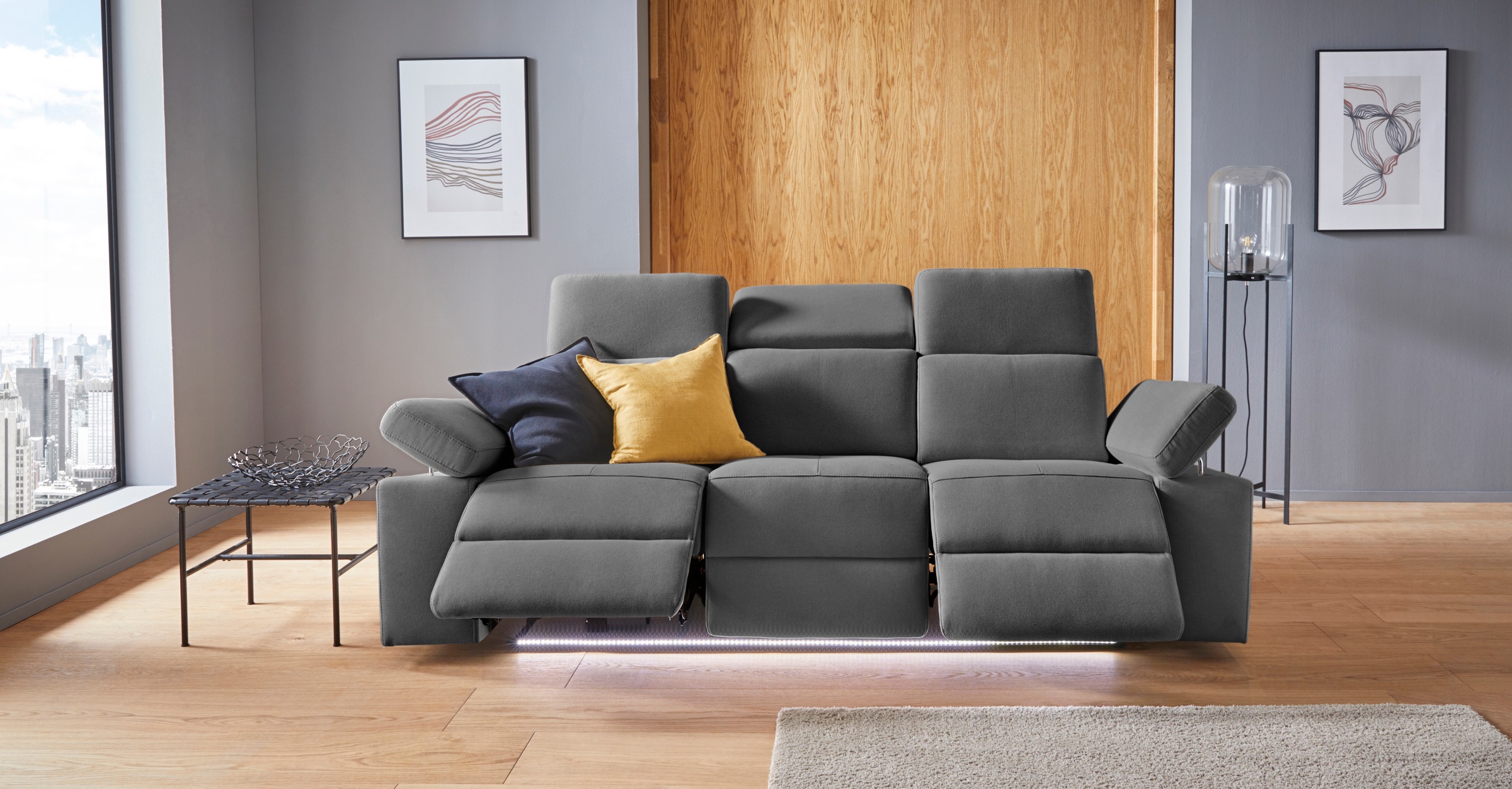 Home affaire 3-Sitzer "Kilado" mit 2x Relaxfunktion, verstellbarer Armlehne günstig online kaufen