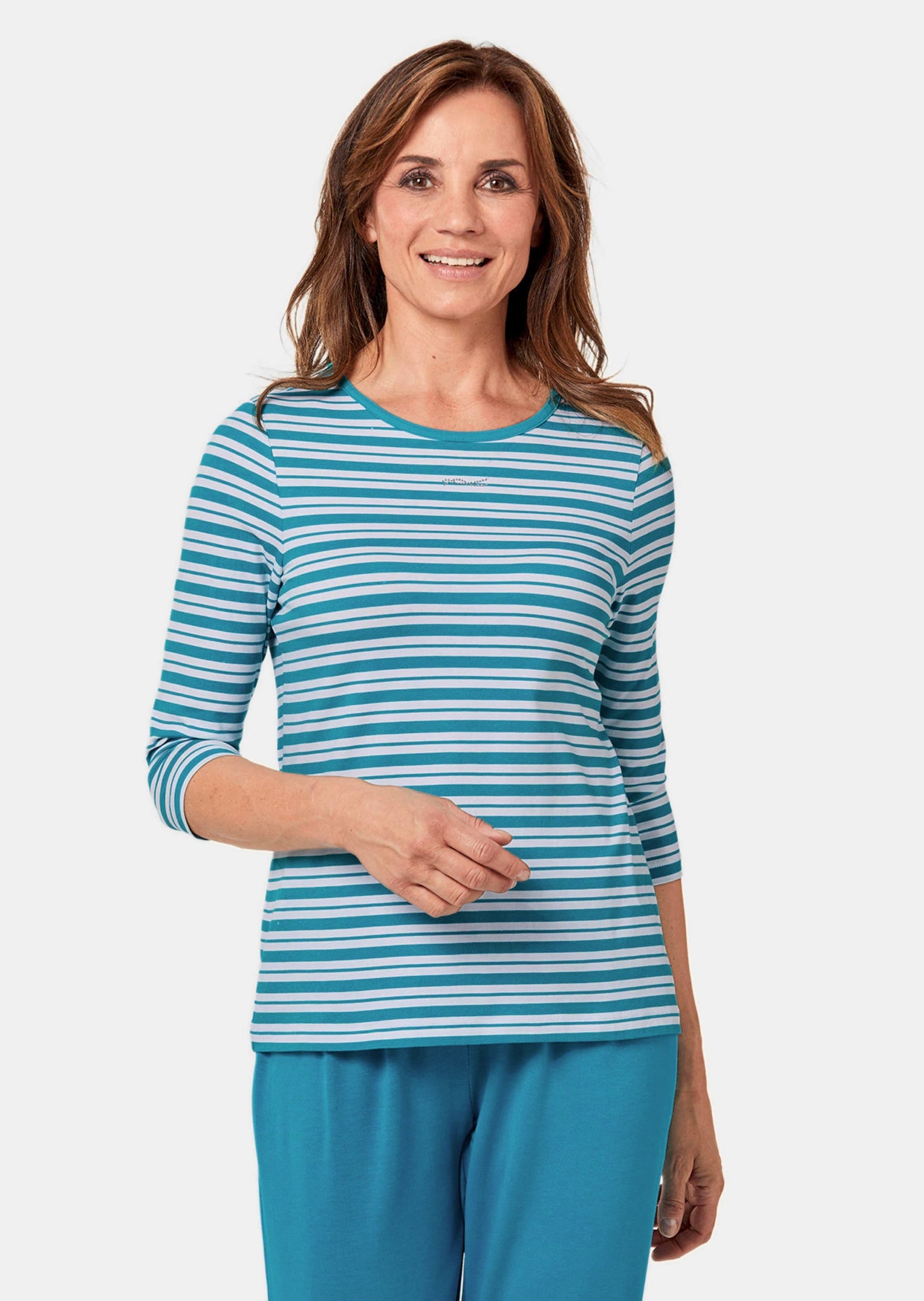 GOLDNER Kurzarmshirt »Kurzgröße Ringelshirt mit U-Boot-Ausschnitt«