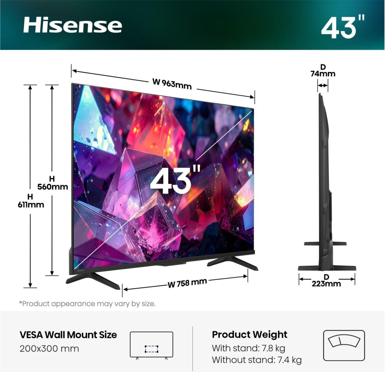 Hisense QLED-Fernseher »43E7S PRO« 108 cm/43 ″ Smart-TV