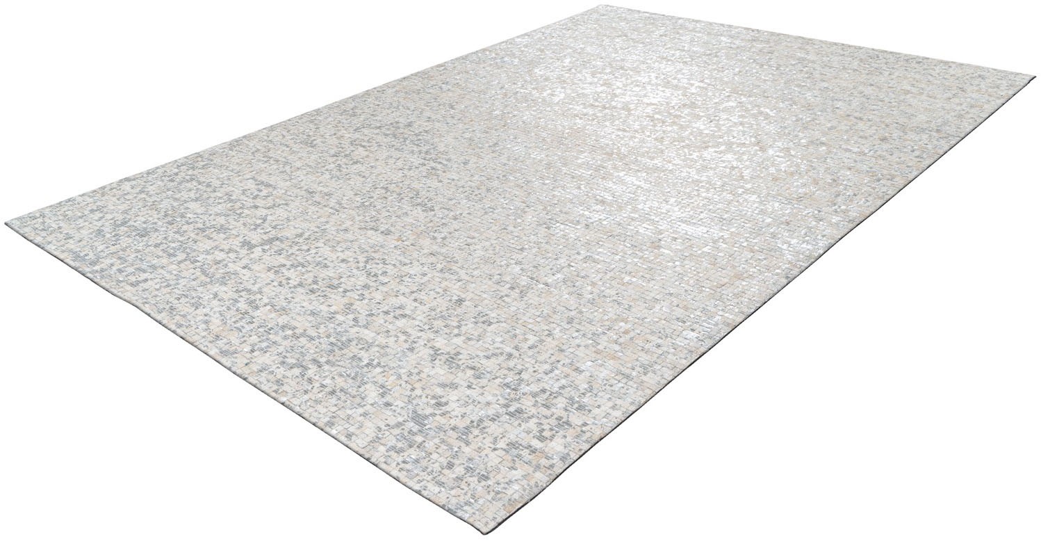 Teppich ARTE ESPINA "Finish 100", weiß (weiß, silber), B:120cm H:5mm L:170cm, Rindsleder, Teppiche, Teppich, natürlicher Lederteppich,mit glänzender Metallic-Farbe,Rücken aus Filz 3
