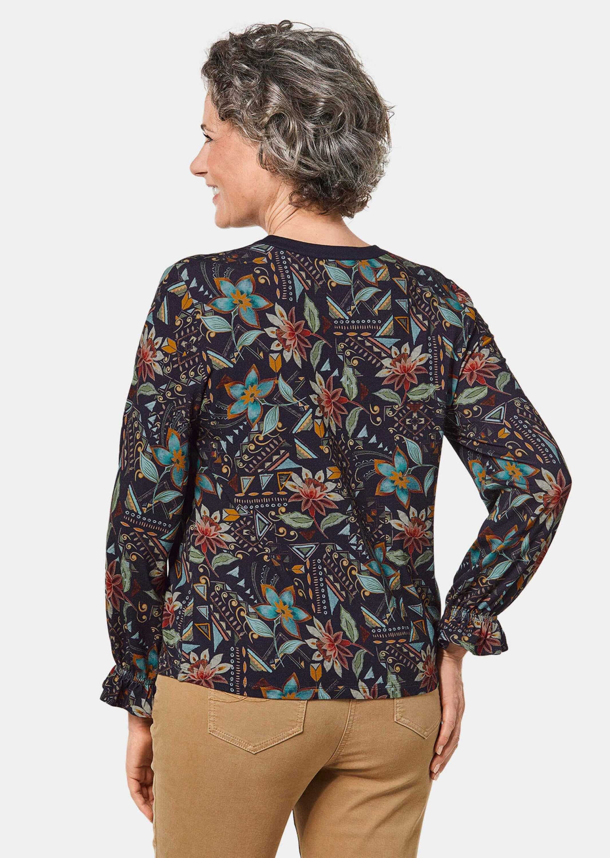 GOLDNER Print-Shirt »Druckshirt Druckshirt mit Volantärmeln«
