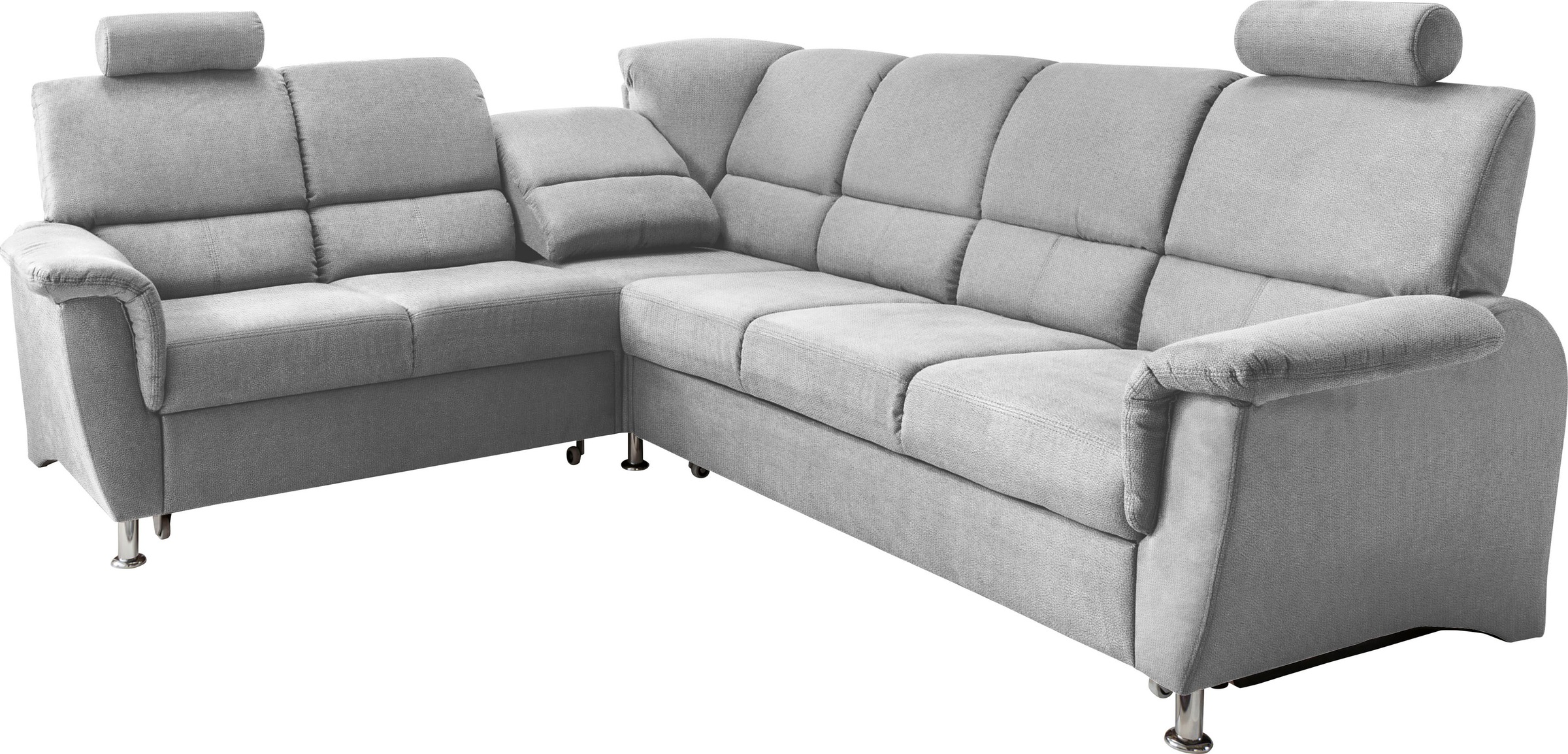 Home affaire Ecksofa »Pisa L-Form, mit Schlaffunktion, Stauraum, 2x höhenverstellbare«, Kopfstützen und Relaxfunktion im Eckelement