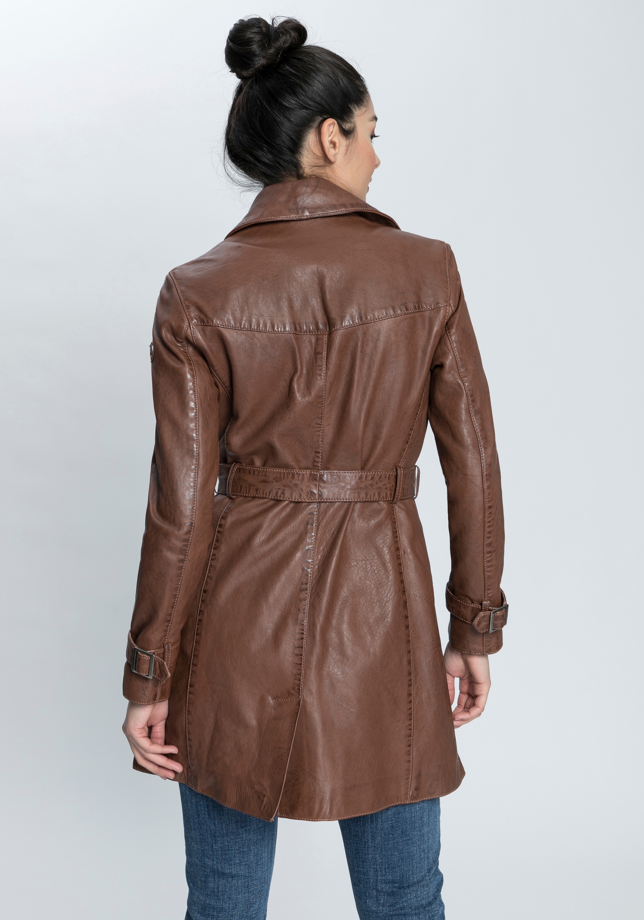 Gipsy Ledermantel »Taresa«, (2 tlg., mit Bindegürtel), femininer  Leder-Trenchcoat mit Bindegürtel für bestellen | BAUR