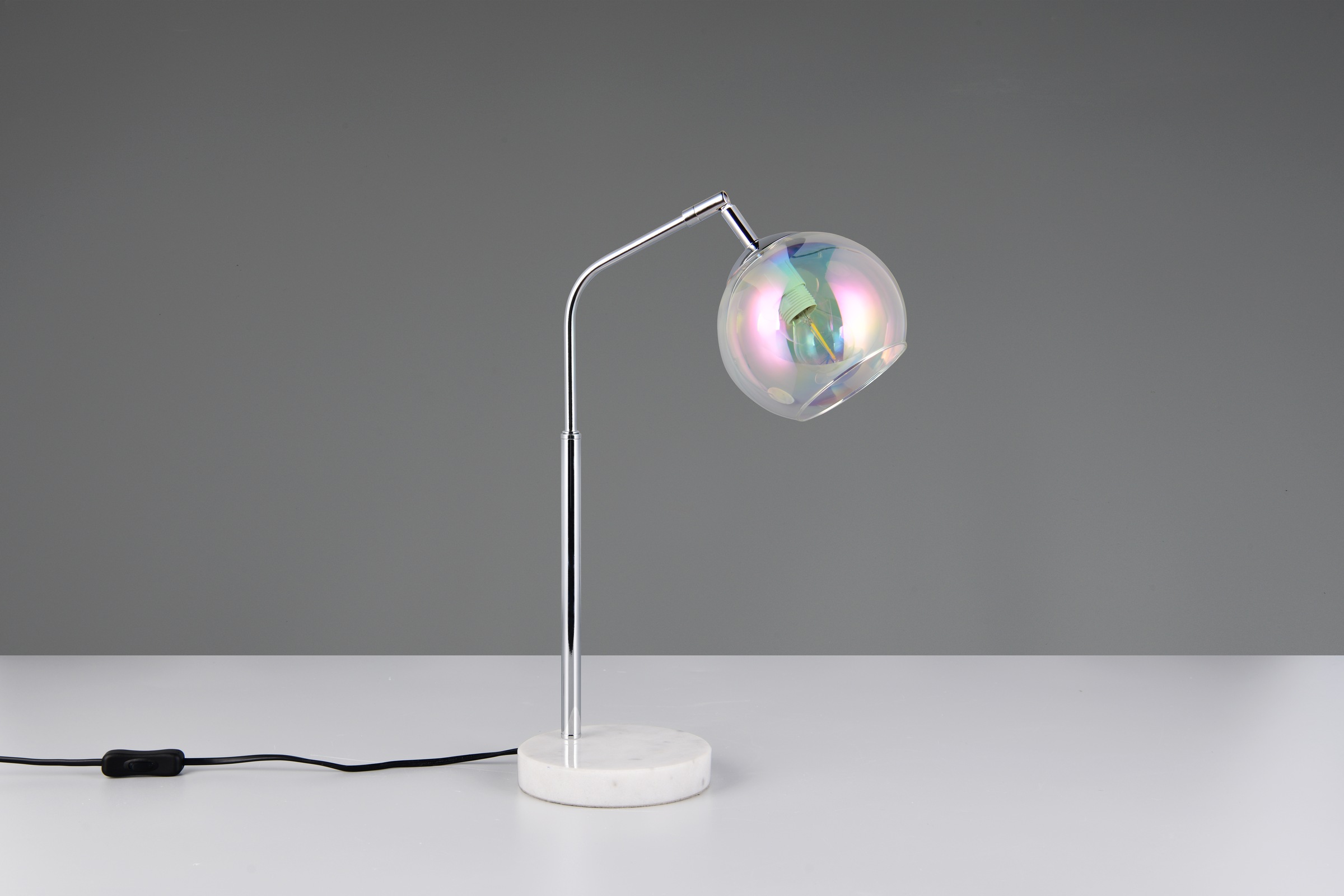 TRIO Leuchten Schreibtischlampe »PAXTON, exkl. 1x E14 max 10W, Leseleuchte Nachttischlampe«, 1 flammig, Leuchtmittel E14 | Leuchtmittel wechselbar, mit Glas Lampenschirm, Schnurschalter, Höhe 45 cm, Tiefe 28 cm