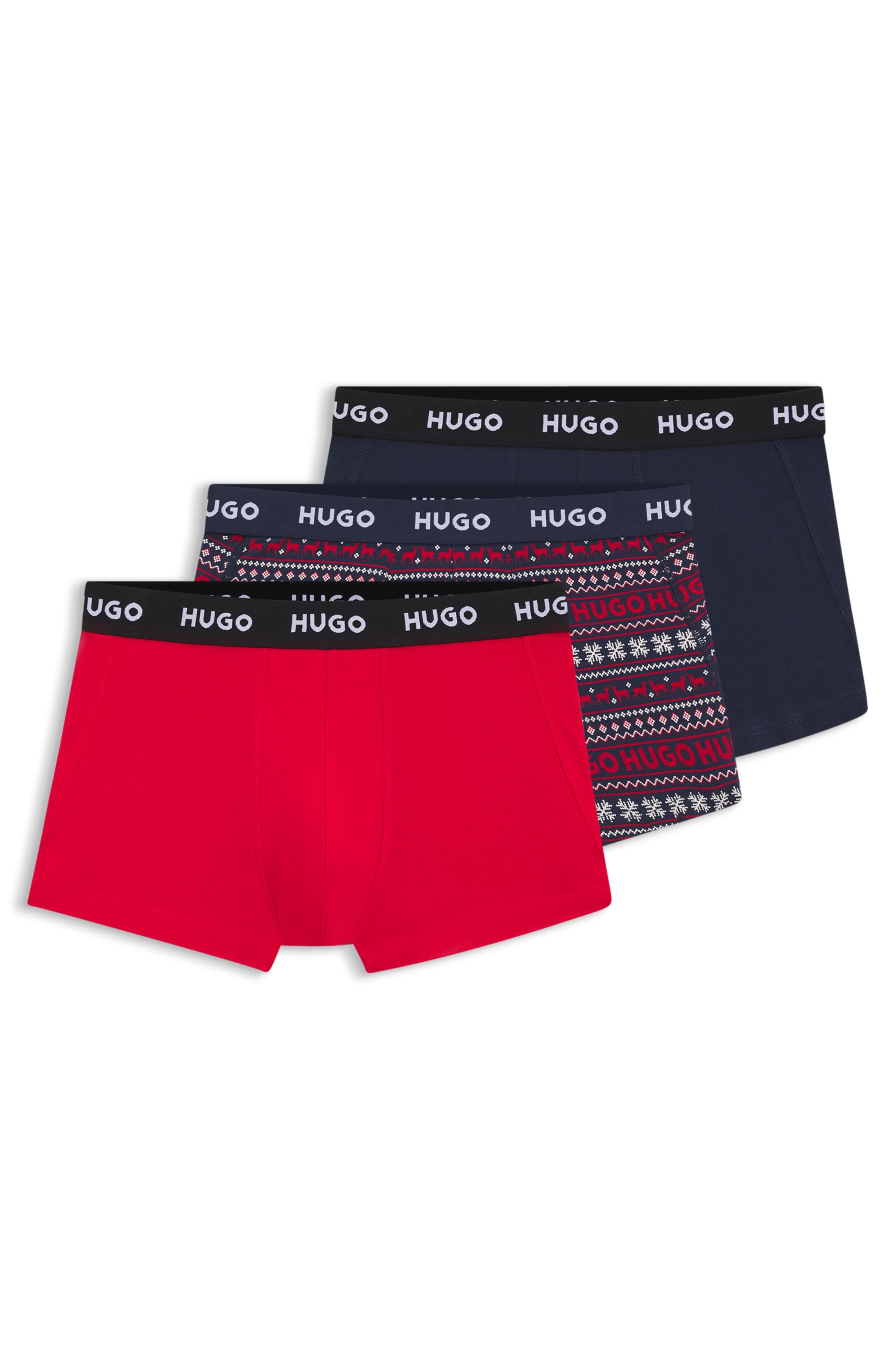 HUGO Underwear Trunk »TRUNK TRIPLET DESIGN« Packung, 3 Stk. mit Logobund