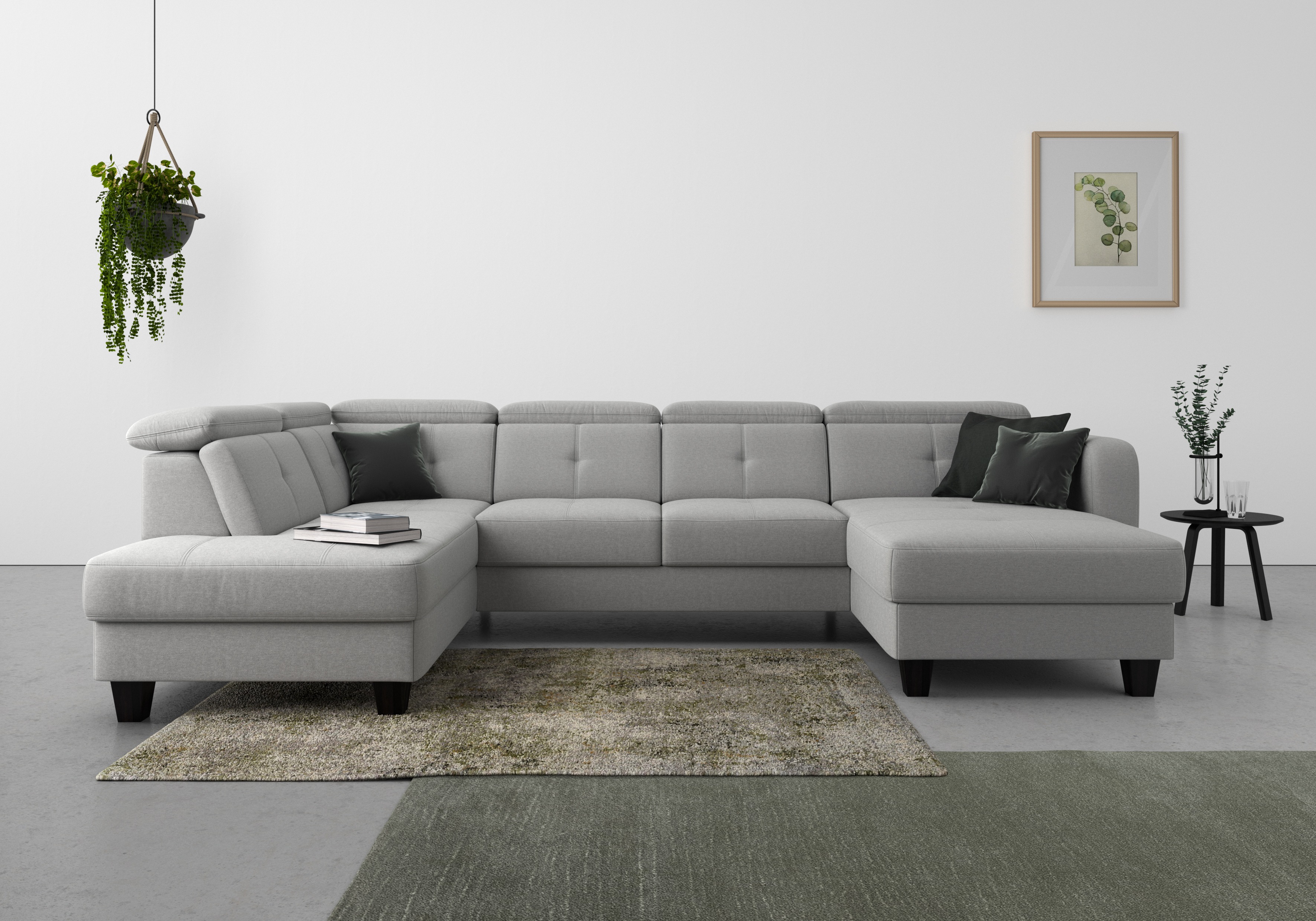 sit&more Wohnlandschaft "Belluci U-Form" Kopfteilverstellung und Federkern, wahlweise mit Schlaffunktion