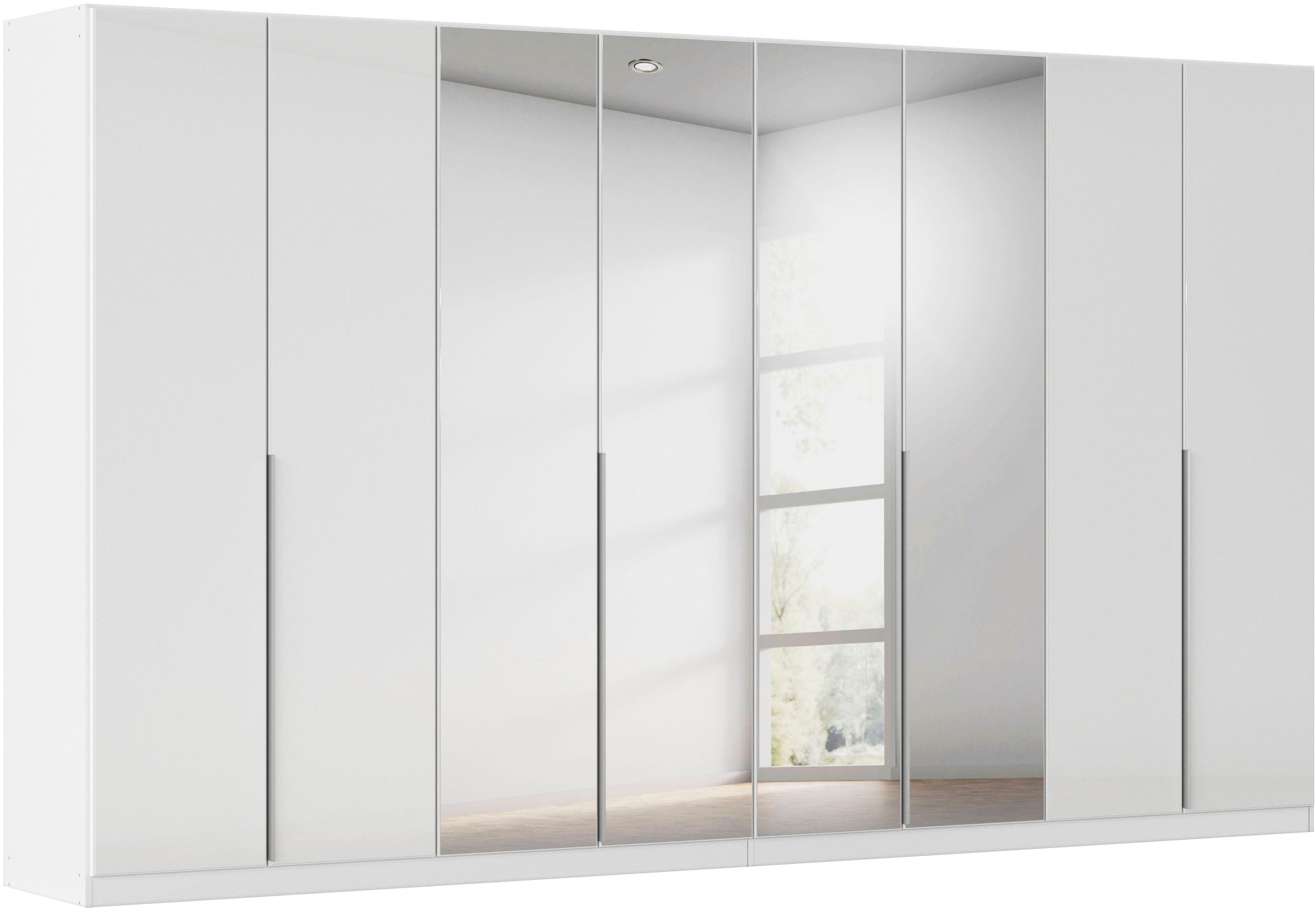 OTTO home Drehtürenschrank "Kleiderschrank Schrank Garderobe AGORDO mit Glasfront und Spiegel" in zwei Griff-Farben, Breiten 91-405 cm, durchdachte Innenausstattung, in 8 Breiten und 2 Höhen MADE IN GERMANY