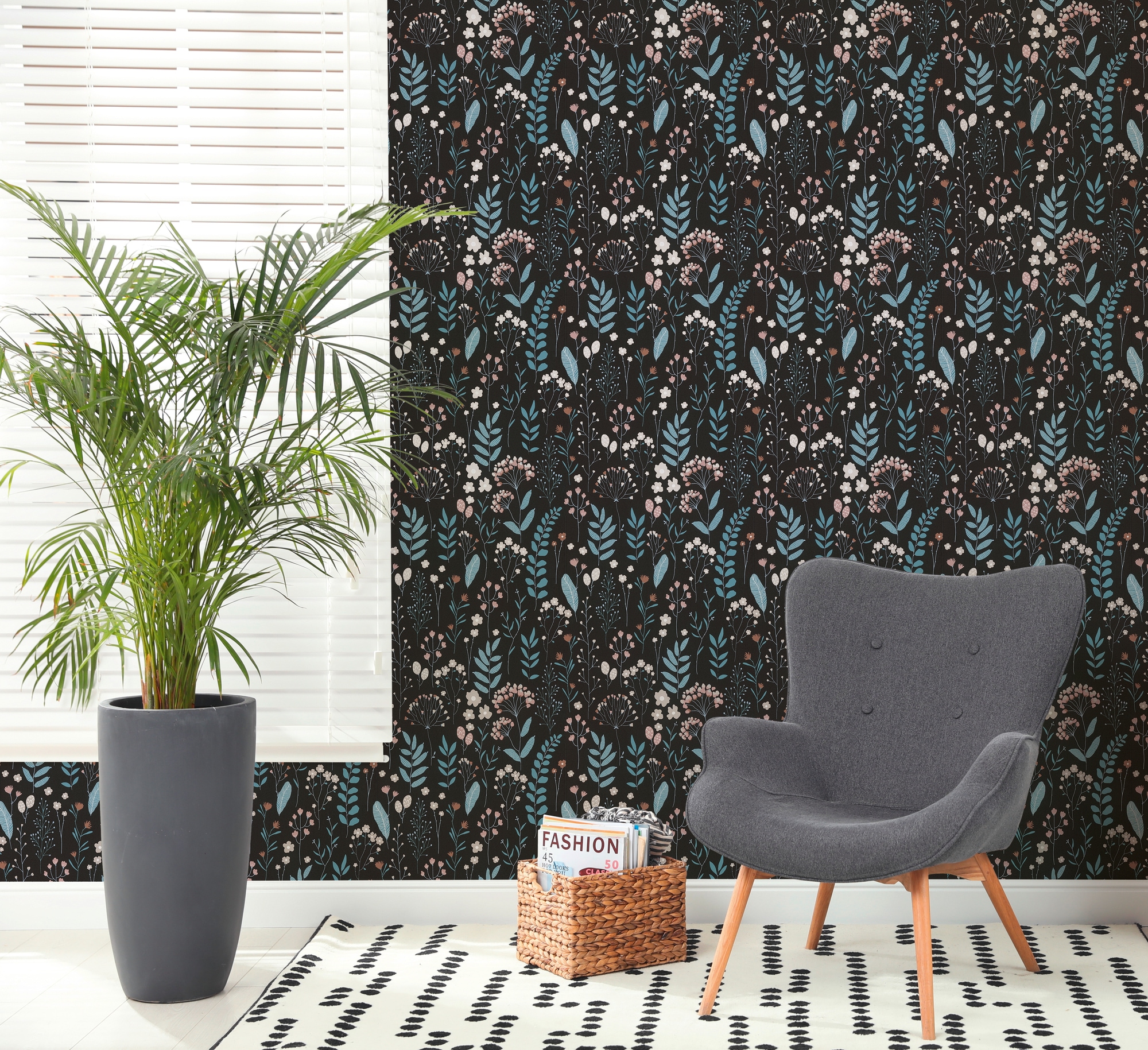 A.S. Création Vliestapete "Attractive 3 – Nordic Floral" floral aufgeschäumt Metallic, glänzend
