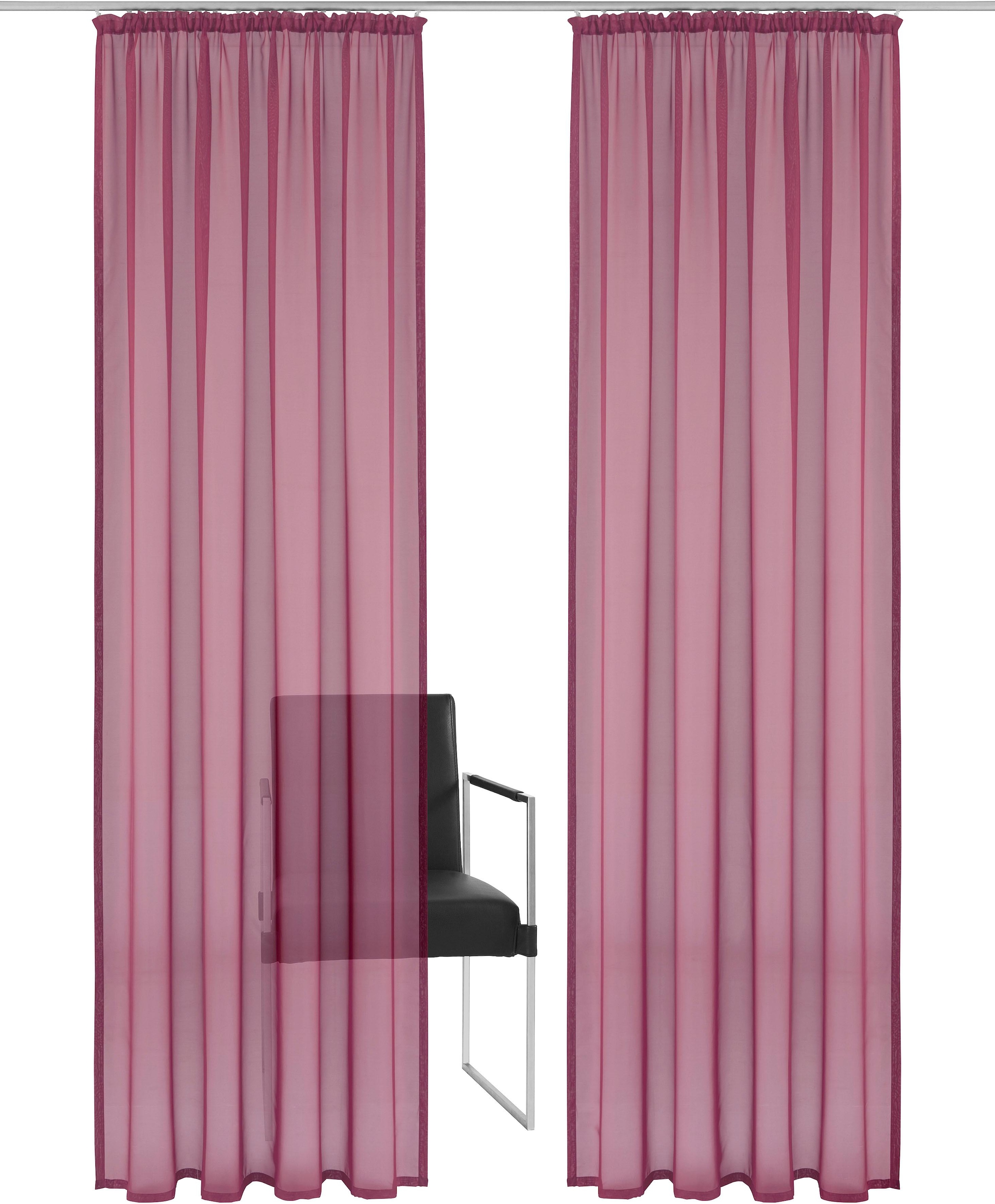 my home Gardine »XANA mit Ösen, Kräuselband oder Schlaufen«, (1 St.), Bestseller, einfarbig, 1 bzw. 2 Schals, pflegeleicht, Schal
