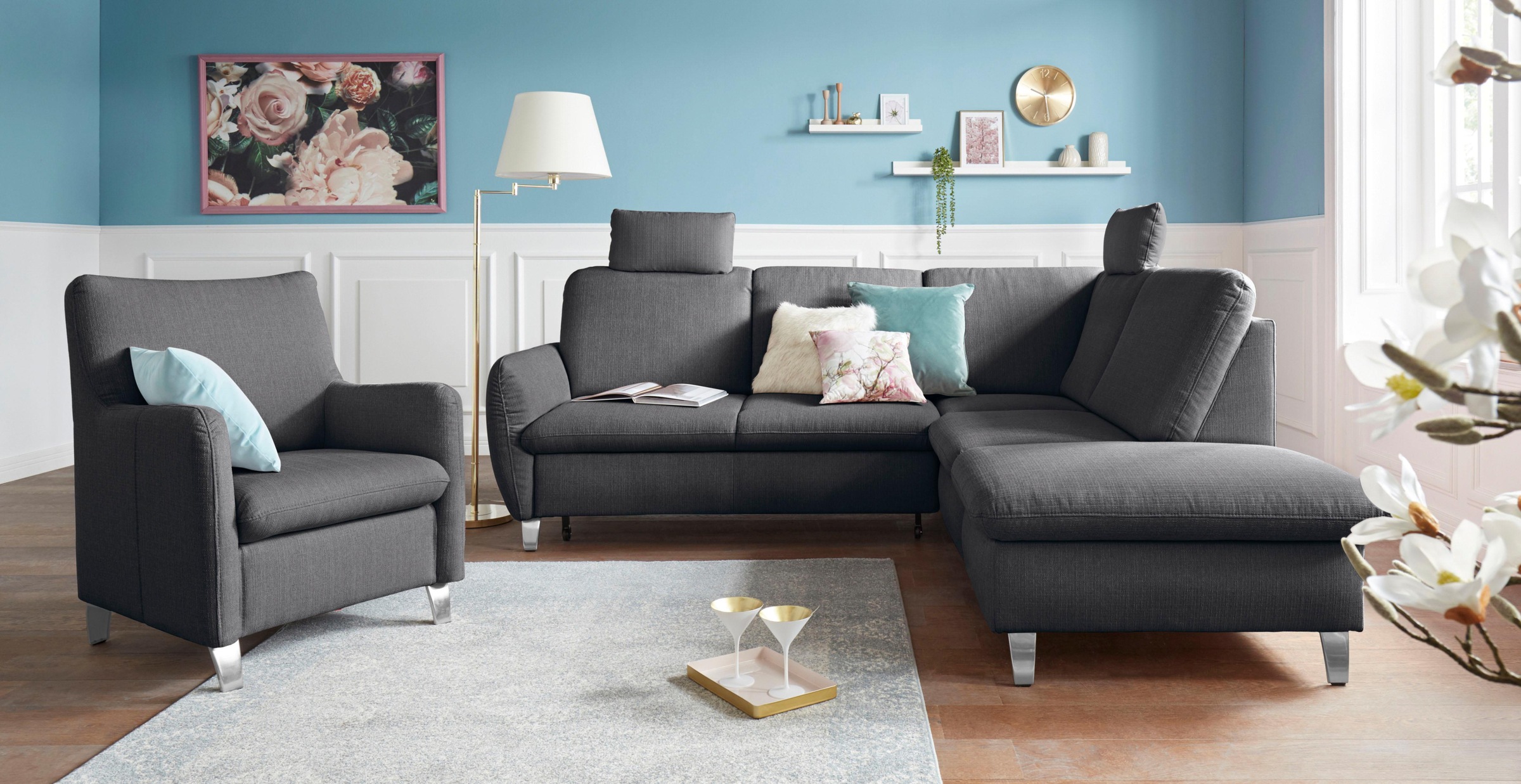 sit&more Ecksofa »Daytona L-Form«, mit Federkern, zwei Kopfstützen und wahl günstig online kaufen