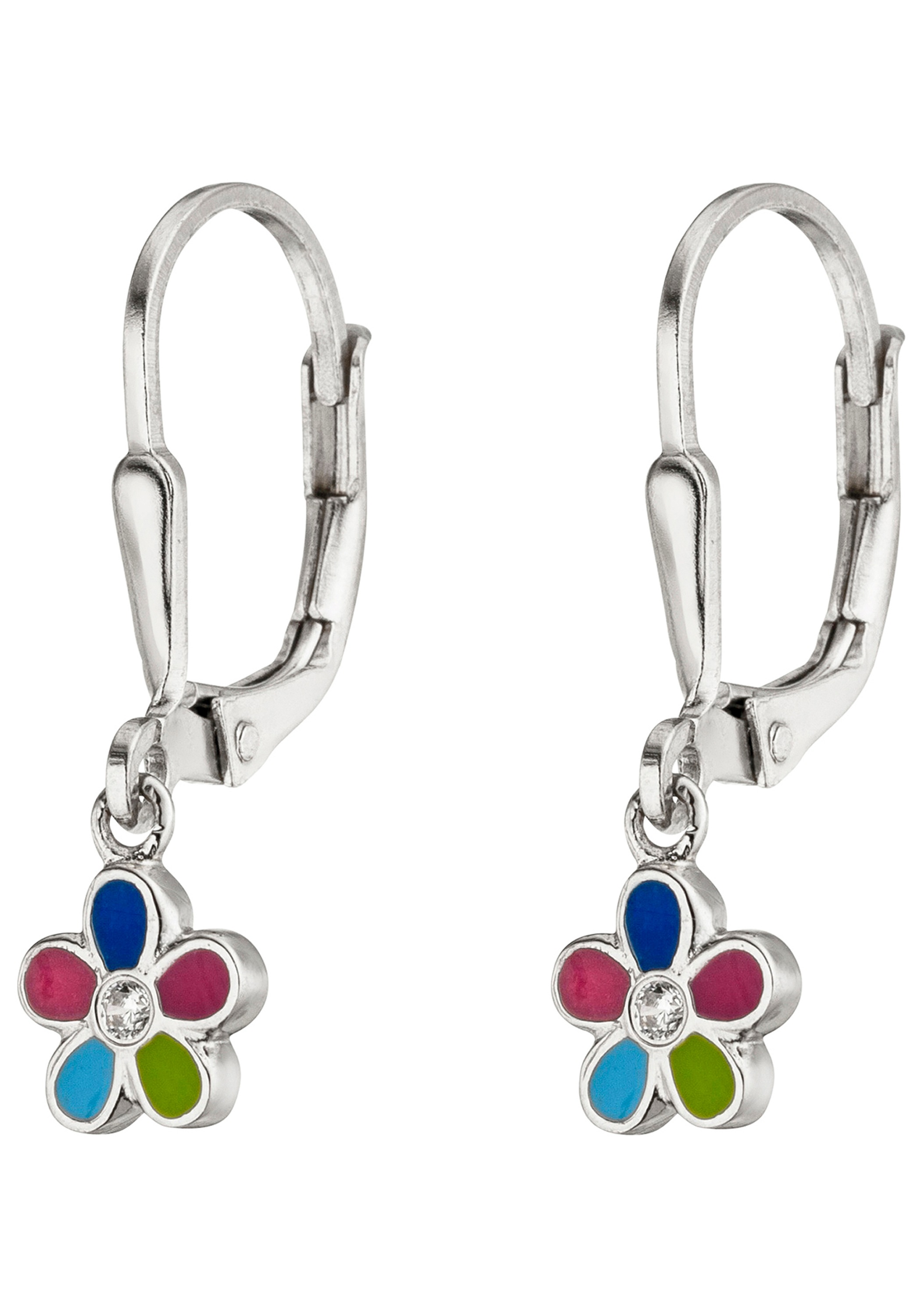 JOBO Paar Ohrhänger »Blume« 925 Silber mit 2 Zirkonia