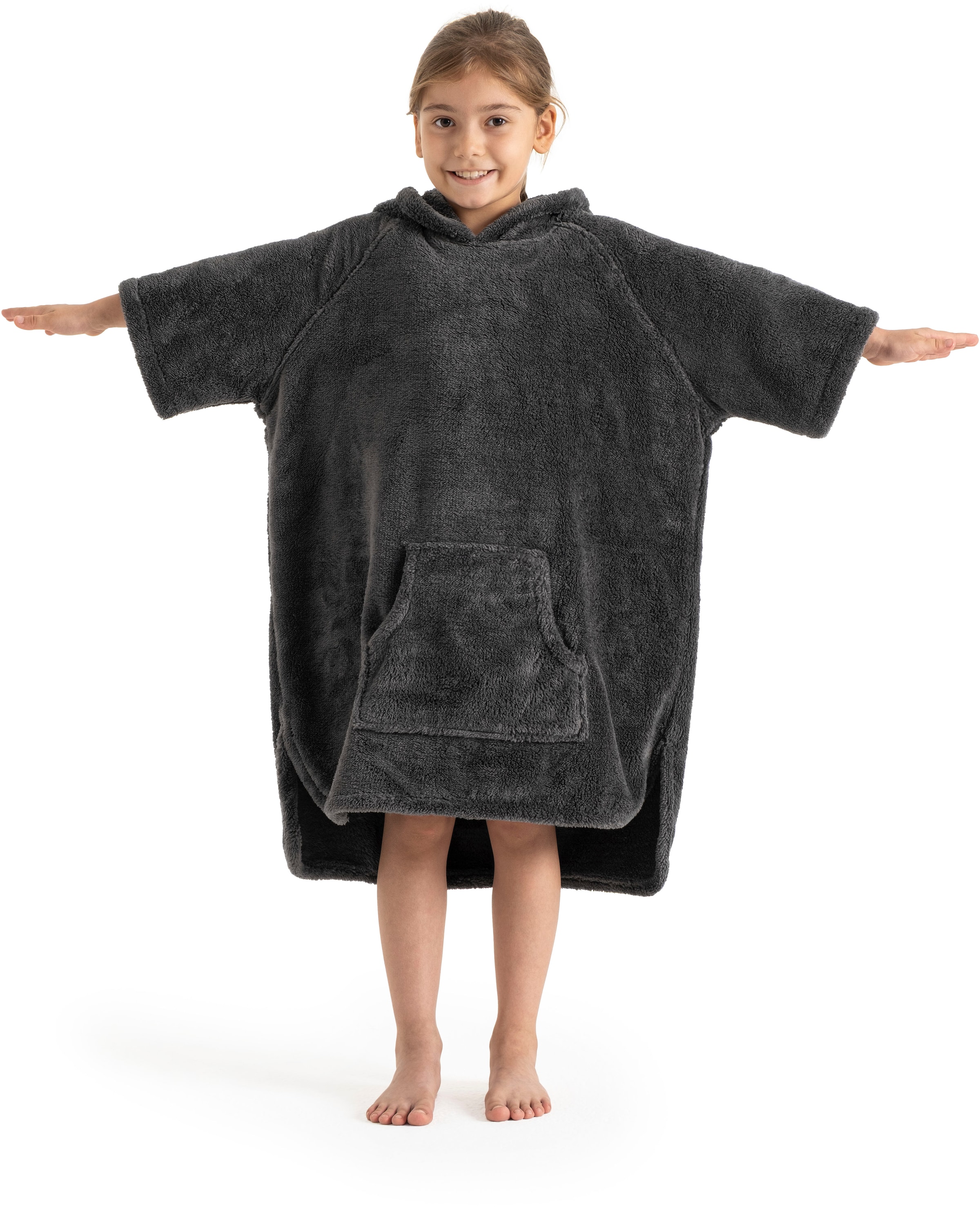 my home Badeponcho »Lillou, für Kinder, ideal für Urlaub oder im Schwimmbad«, (1 St.), weich und kuschelig, Fleece, plüsch, Surfponcho