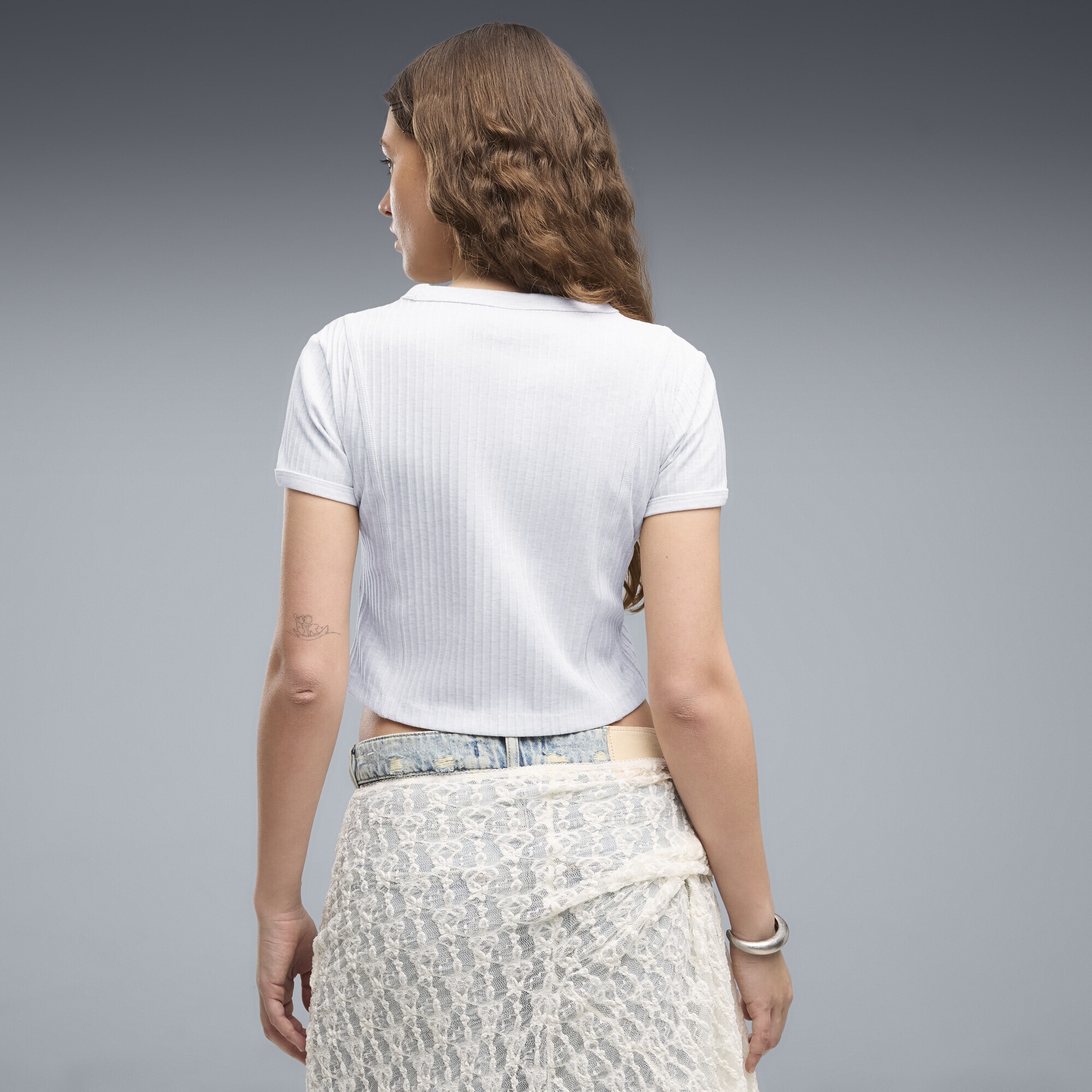 PUMA T-Shirt »Essentials Geripptes T-Shirt Damen«