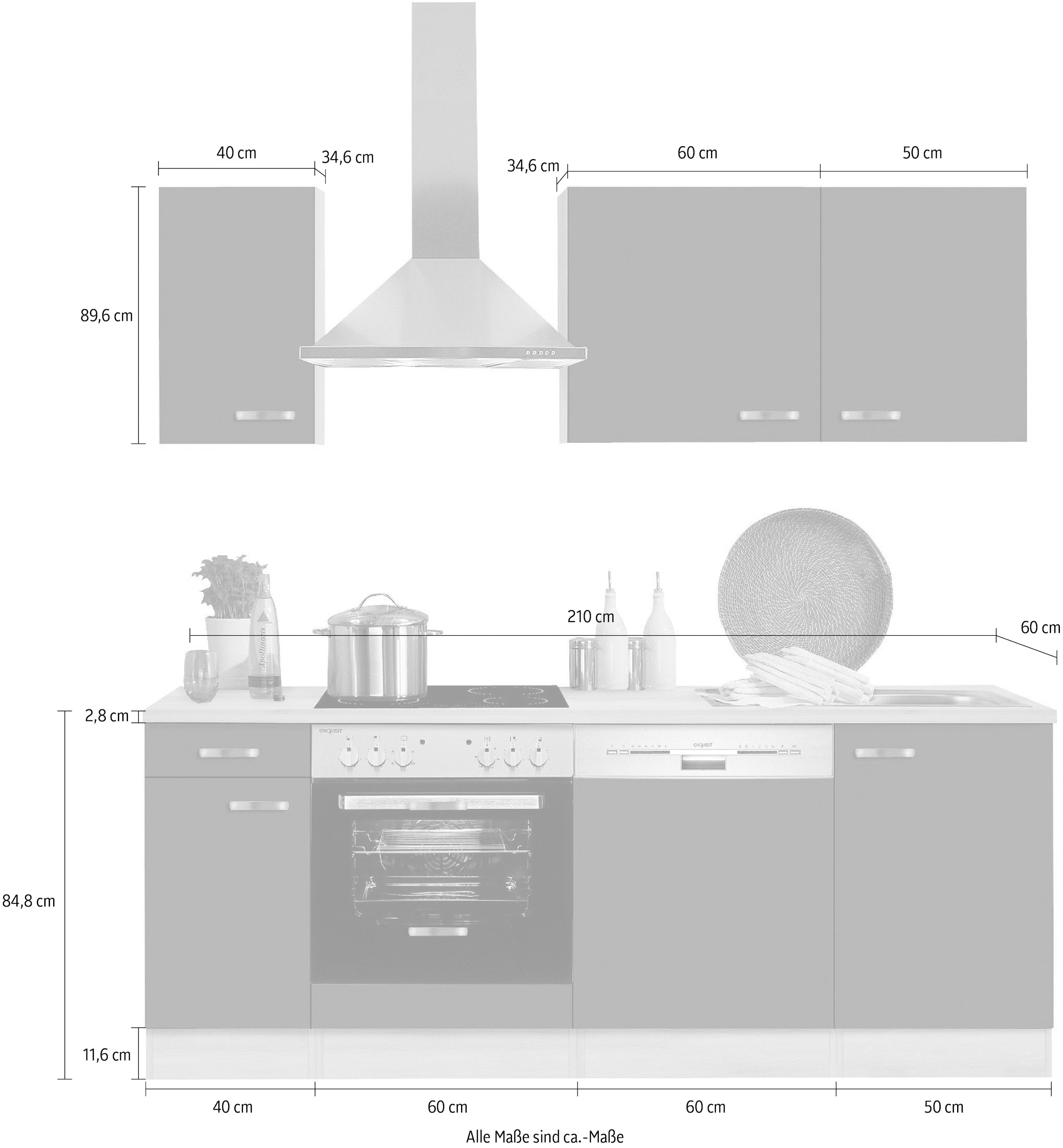 OPTIFIT Küchenzeile »Faro«, ohne E-Geräte, Breite 210 cm