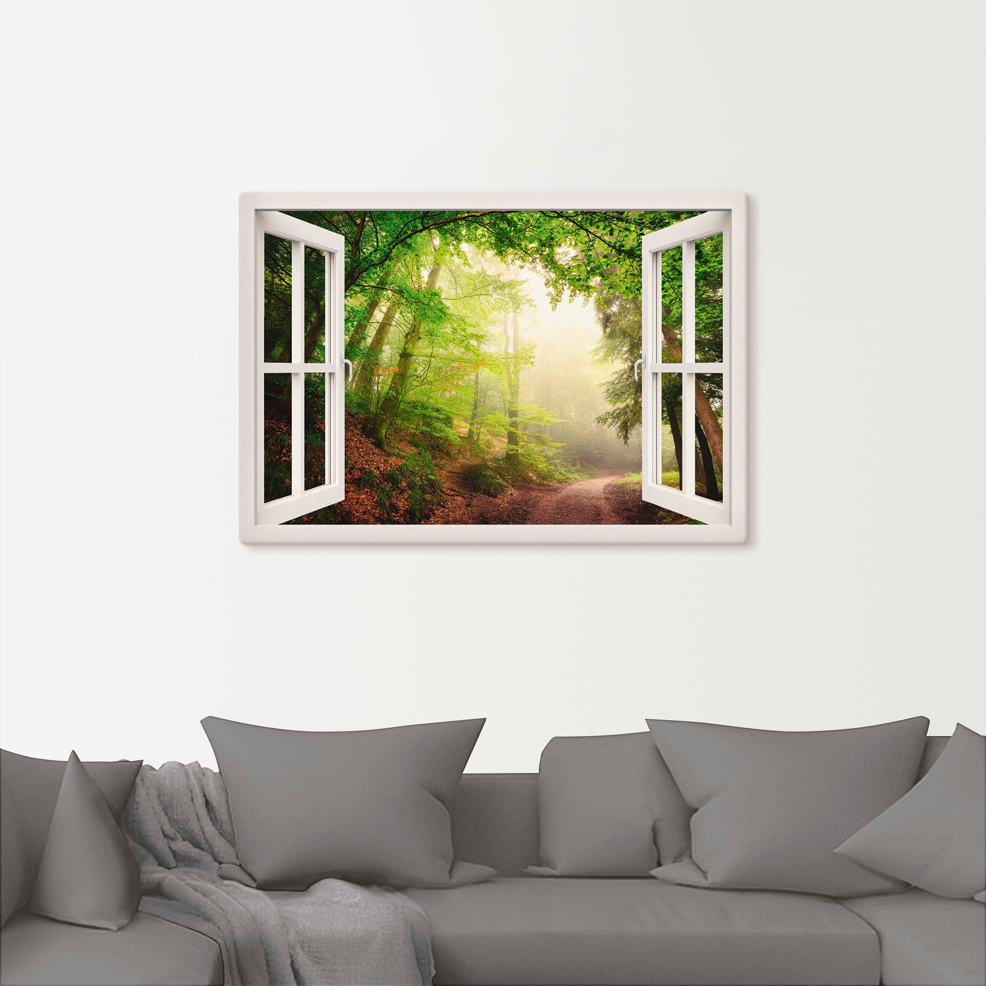 Thumbnail - Artland Wandbild "Fensterblick Torbögen durch Bäume", Wald, (1 St.), als Leinwandbild, Poster in verschied. Größen