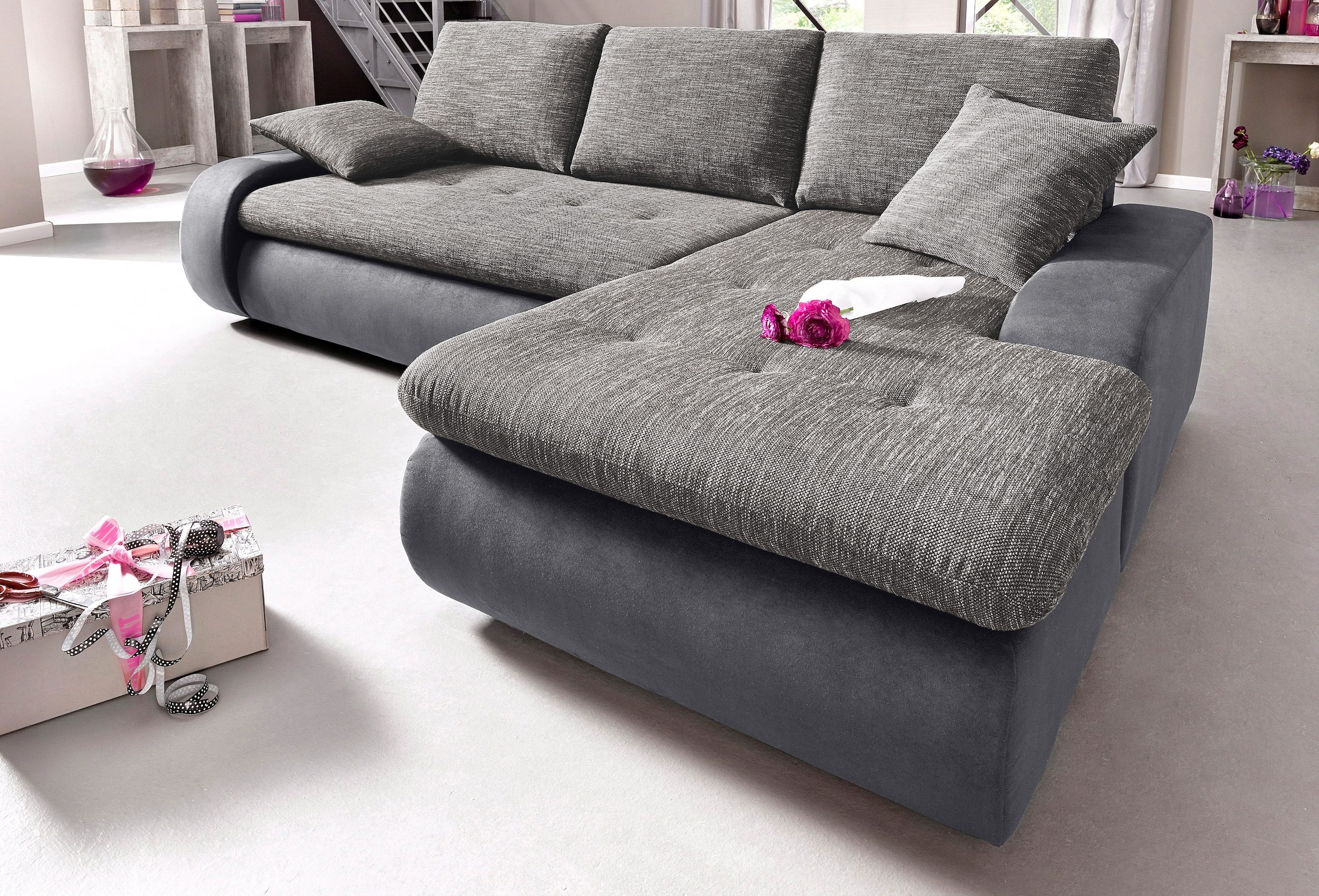 TRENDMANUFAKTUR Ecksofa »Indie, modern und bequem, Materialmix, OTTOs Choice, L-Form«, wahlweise XL oder XXL