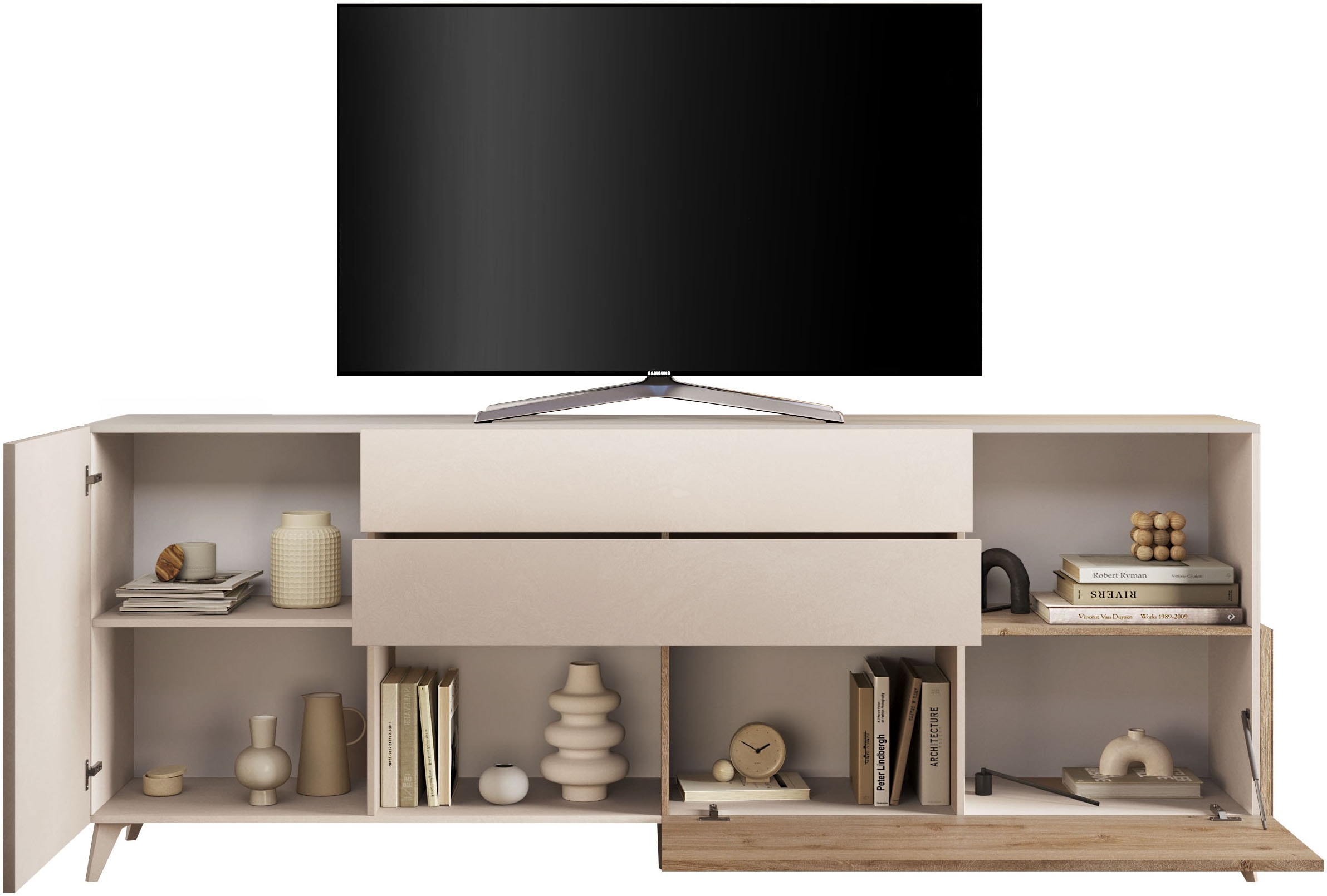 INOSIGN Sideboard »Monaco Breite 241 cm, Anrichte mit 1 Tür, 1 Klappe u. 2 Schubkästen«, Kommode, Soft/Self Closing