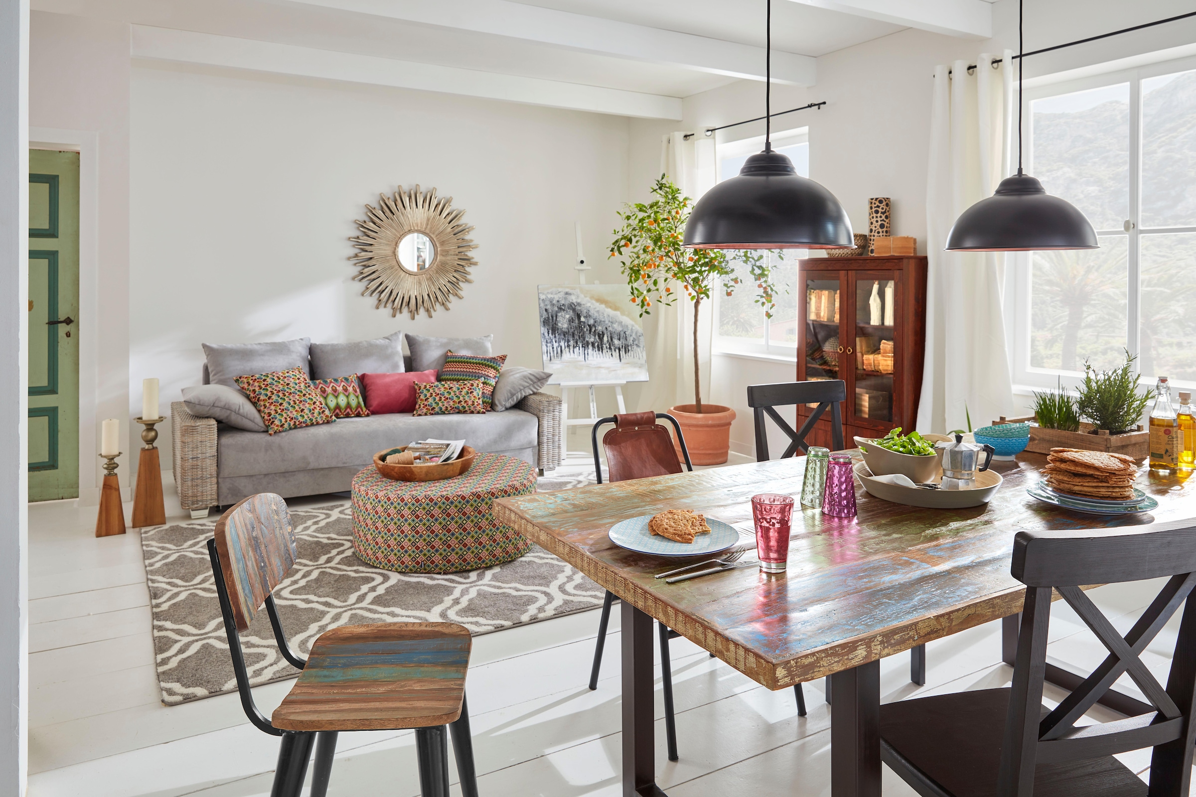 SIT Esstisch »Tops« aus recyceltem Altholz und Metall, Shabby Chic, Vintage