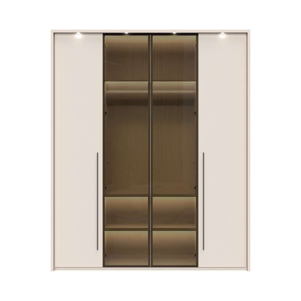 Places of Style Drehtürenschrank »Opera Parsol-Glastüren, LED-Innenbeleuchtung, mit und ohne Kranz«, Glastüren, UV-Lack, LED-Innenbeleuchtung, Soft-Close-Funktion